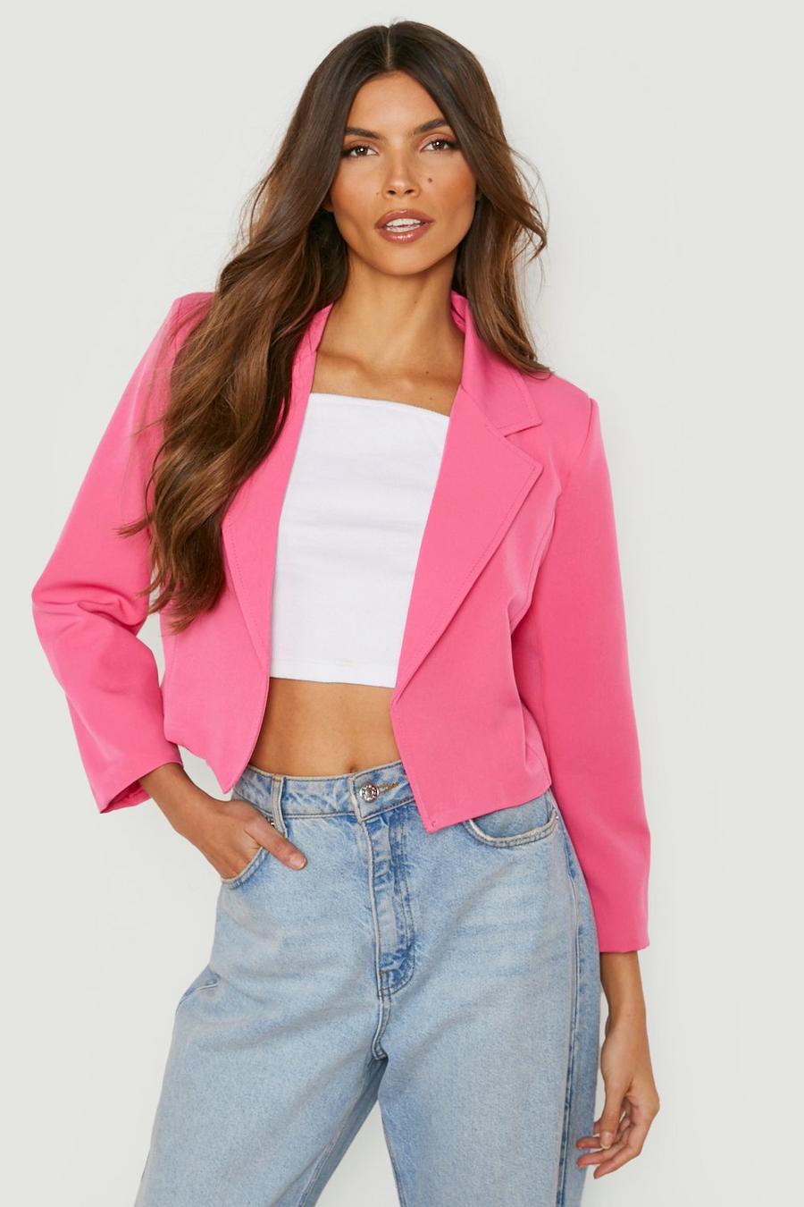 Bright pink Cropped Tailored Blazer image number 1