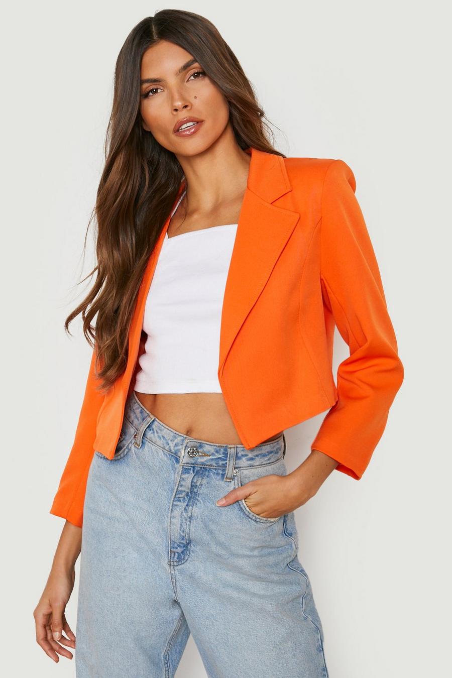 Orange Cropped Tailored Blazer image number 1