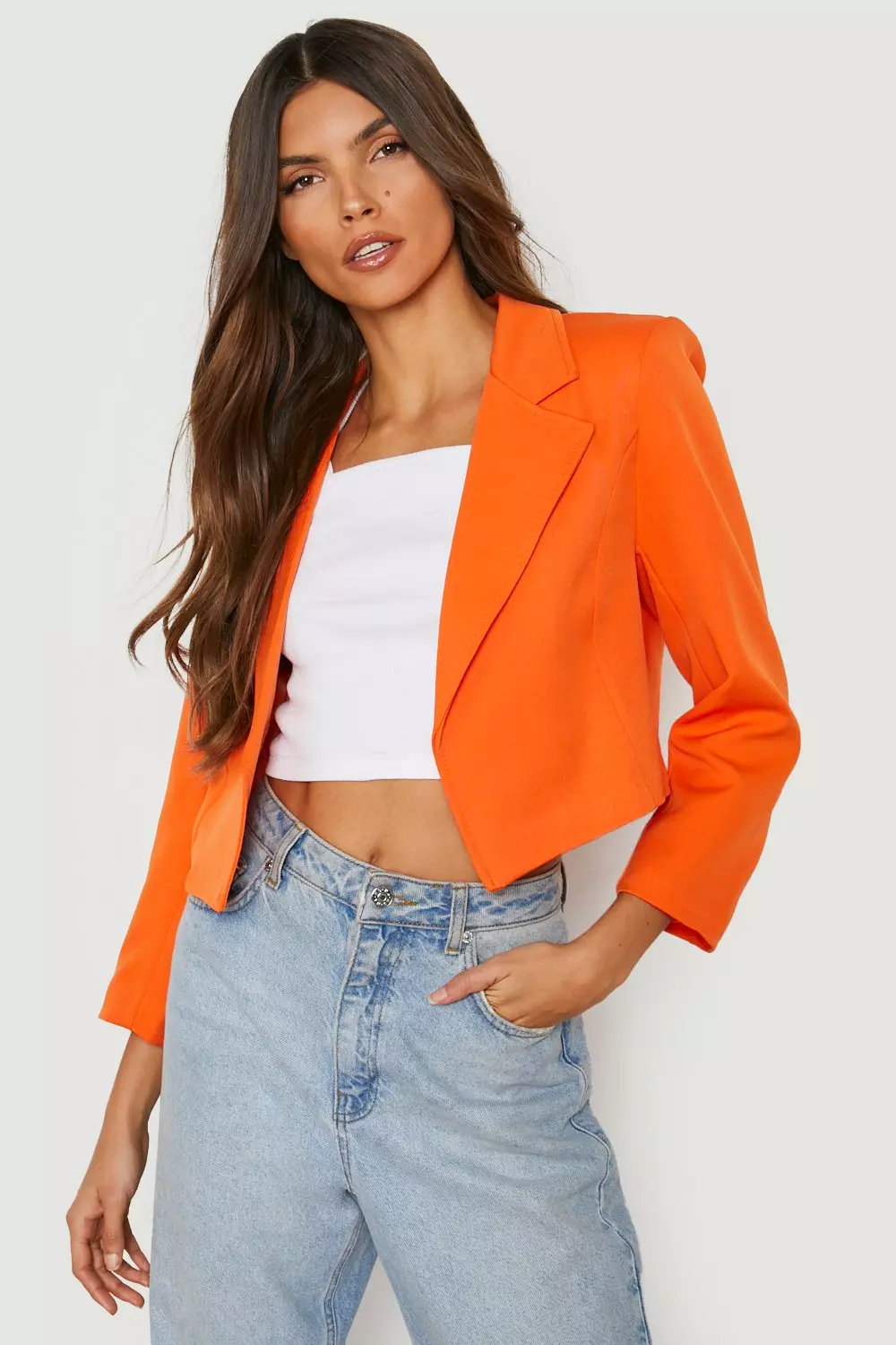 Orange hot sale cropped blazer