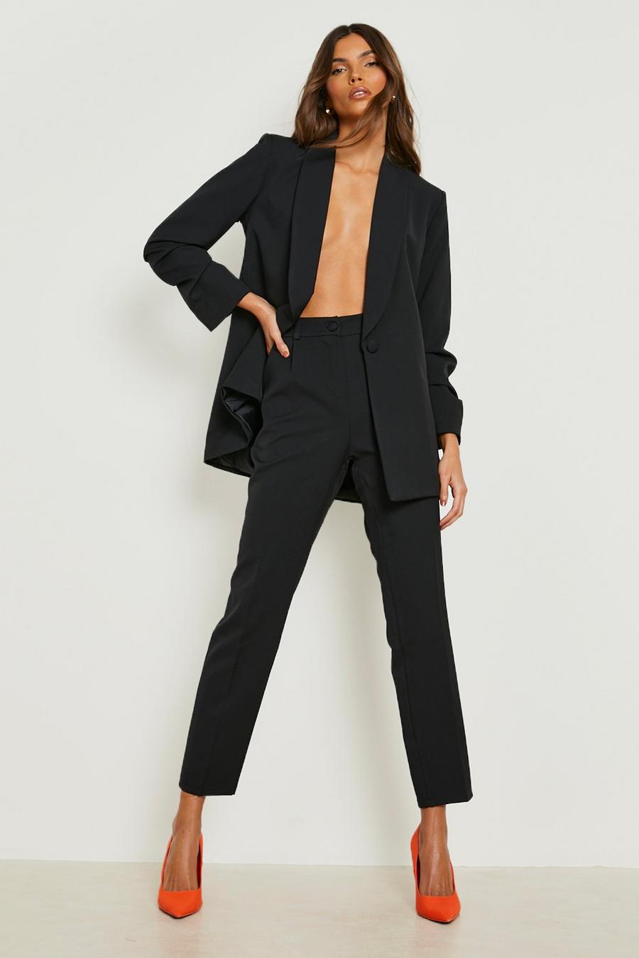 Black Seam Front Ankle Grazer Trousers