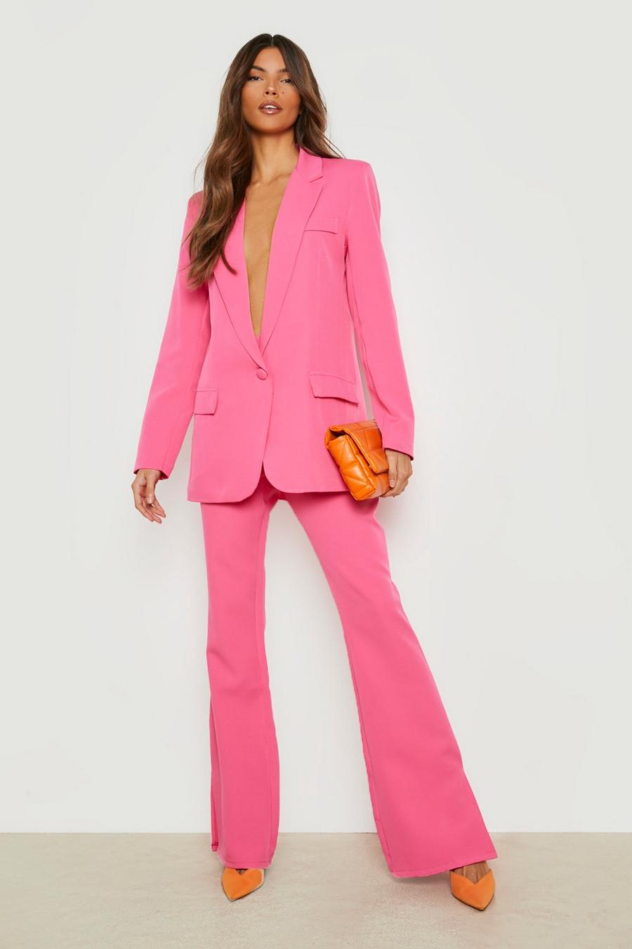 Bright pink Split Leg Flared Tailored Trousers  image number 1
