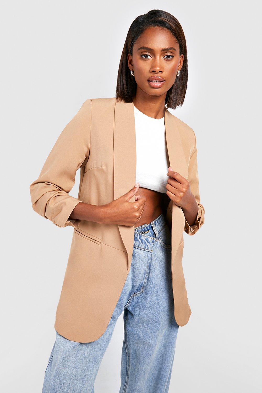 Fitted camel blazer hotsell