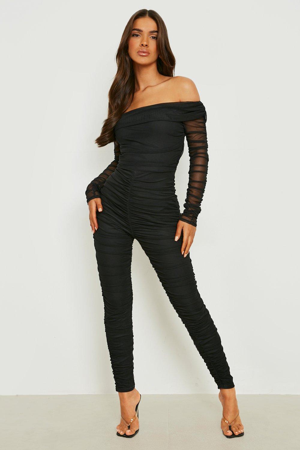 Cotton Rib Split Hem Skinny Jumpsuit