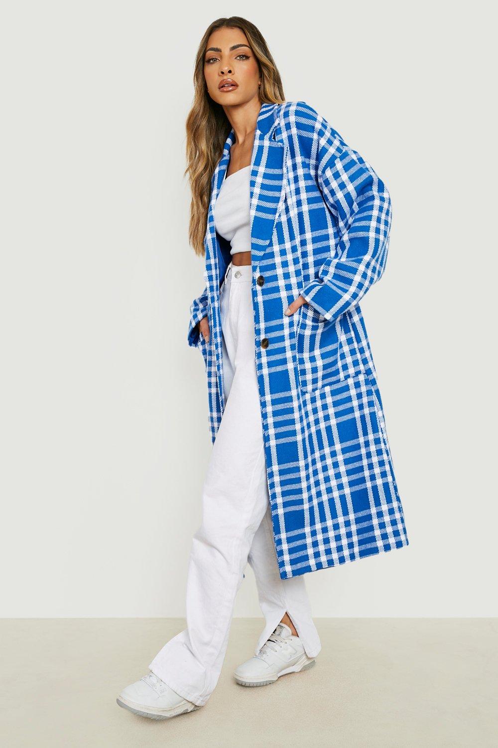 Checked wool coat womens best sale