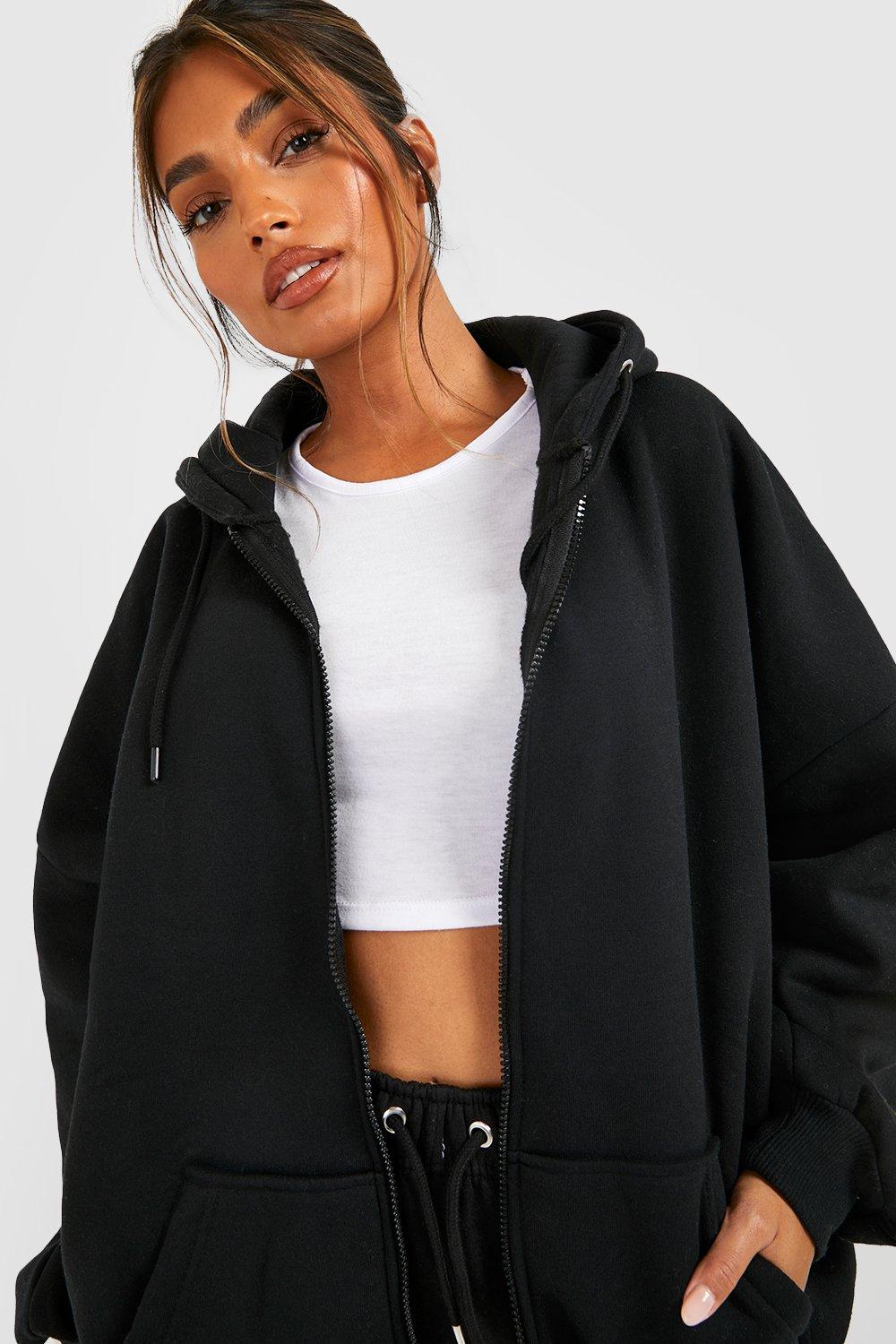 Sweat zippé best sale noir femme