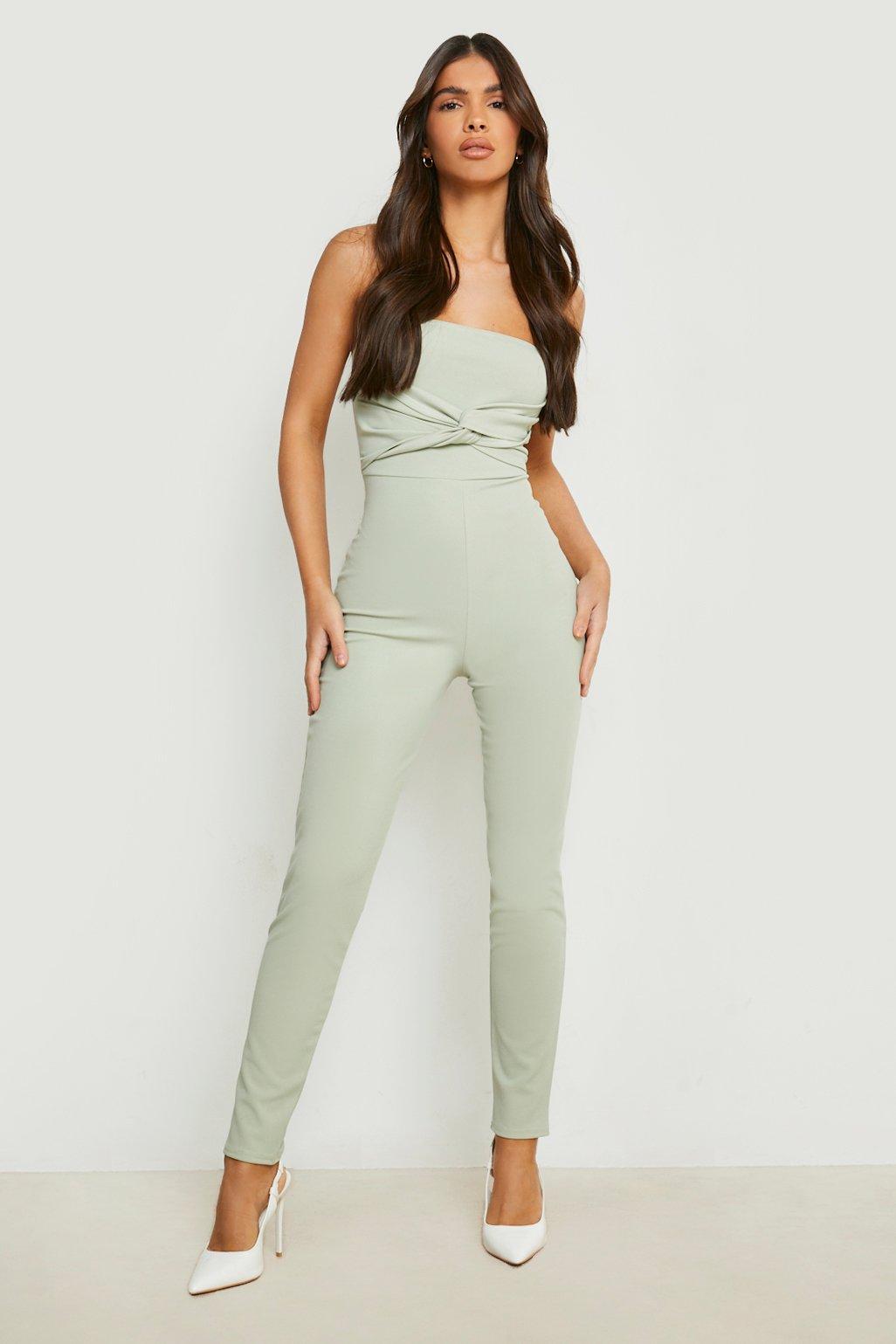 Boohoo twist store front jumpsuit