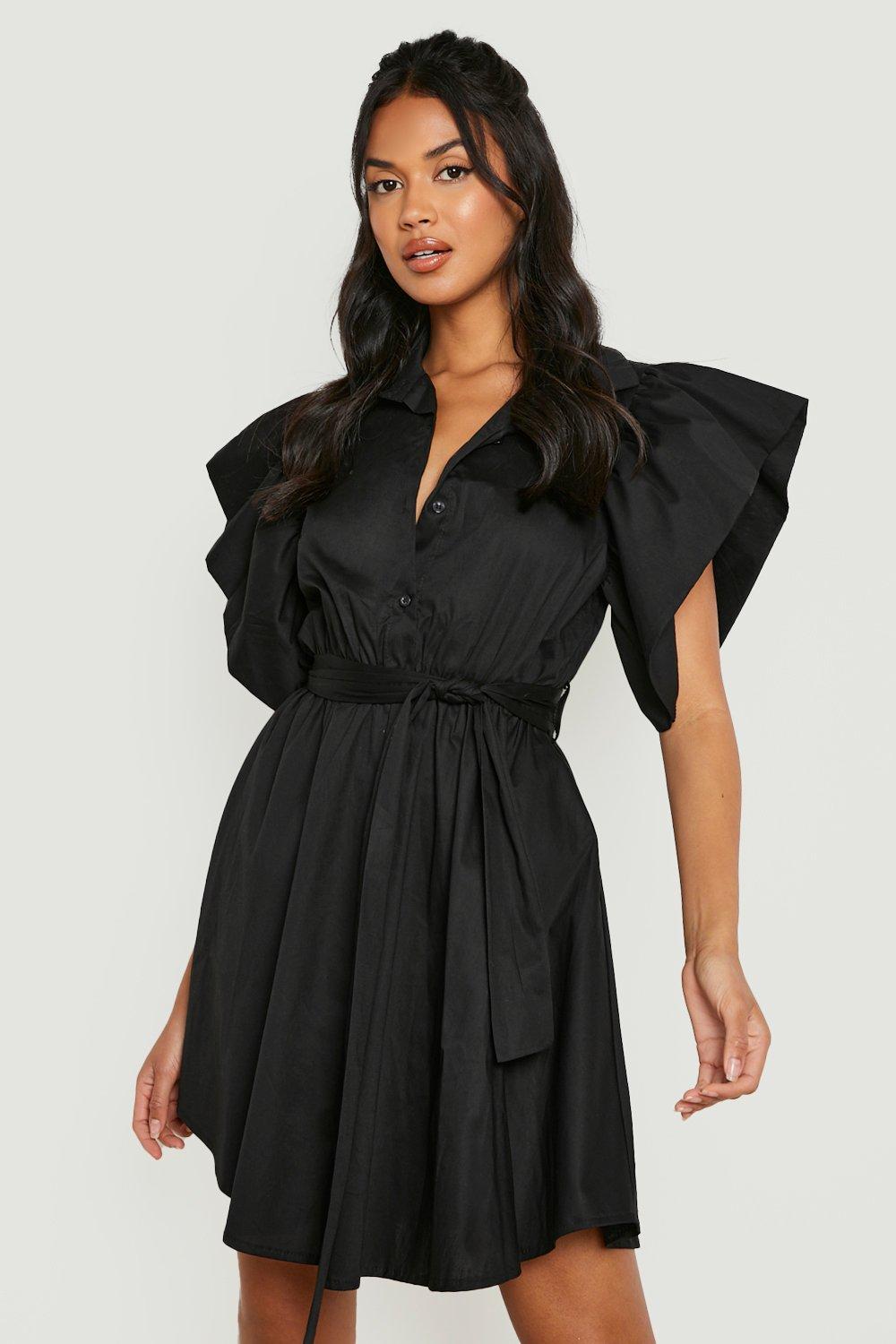 Poplin frill outlet dress