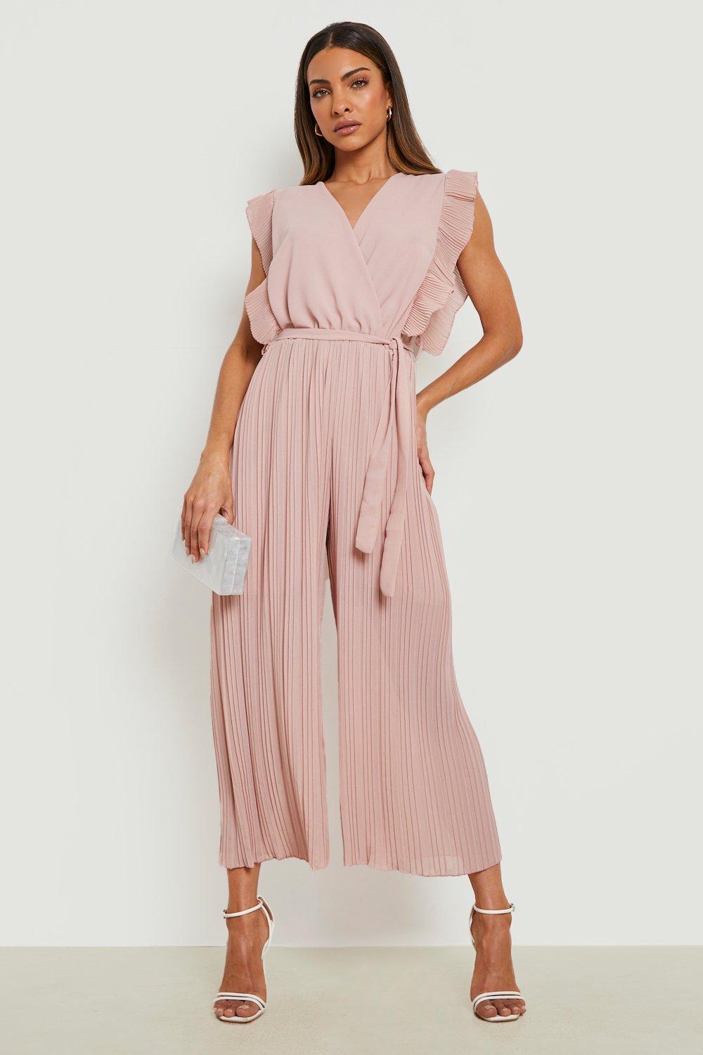 Boohoo pleated sale jumpsuit