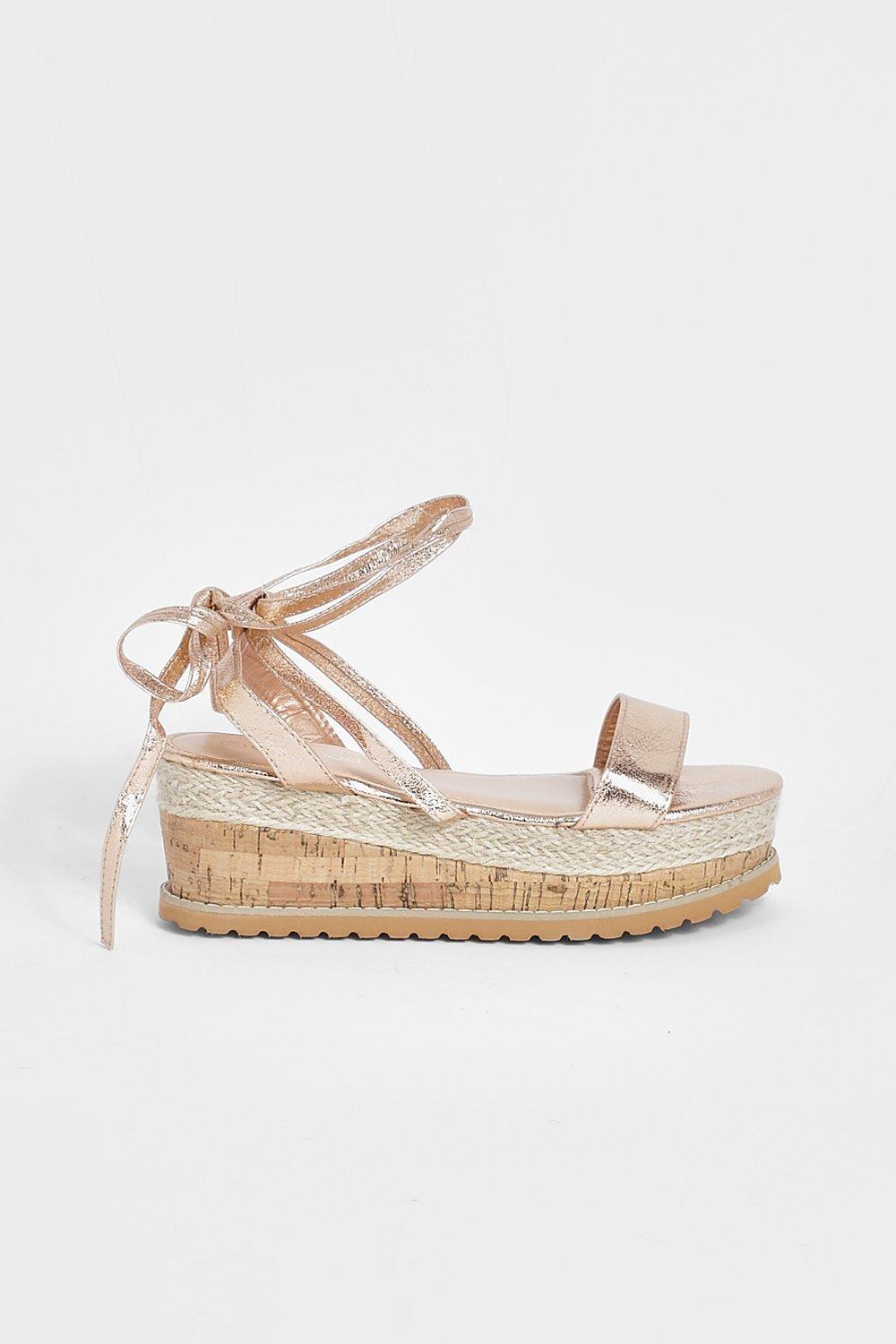 Flatform Espadrille Lace Up Sandals boohoo CA