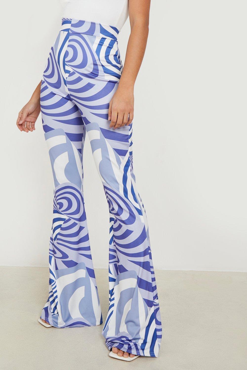 Swirl Print Slinky Flare Pants