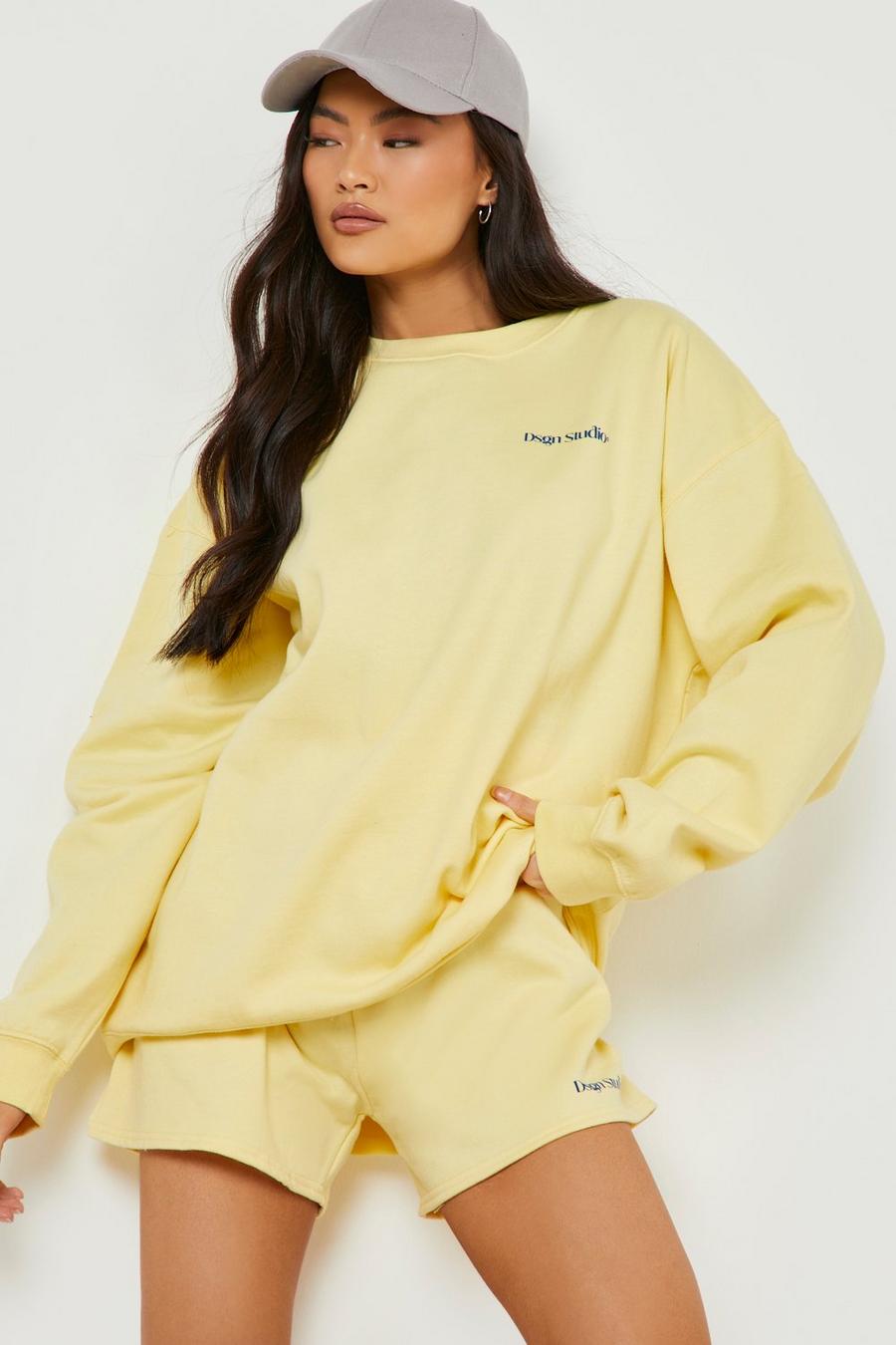 Lemon yellow Dsgn Studio Printed Sweater Short Tracksuit 