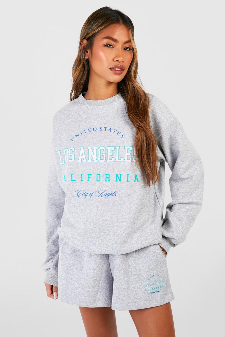 Grey marl Los Angeles Sweater Short Tracksuit image number 1