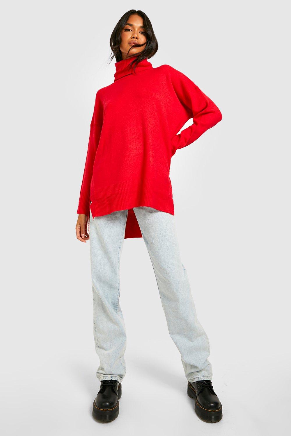 Red oversized turtleneck clearance