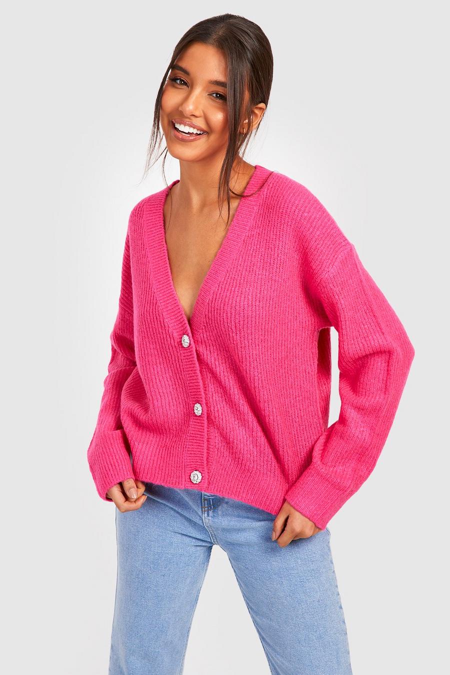 Hot pink Soft Knit Slouchy Cardigan