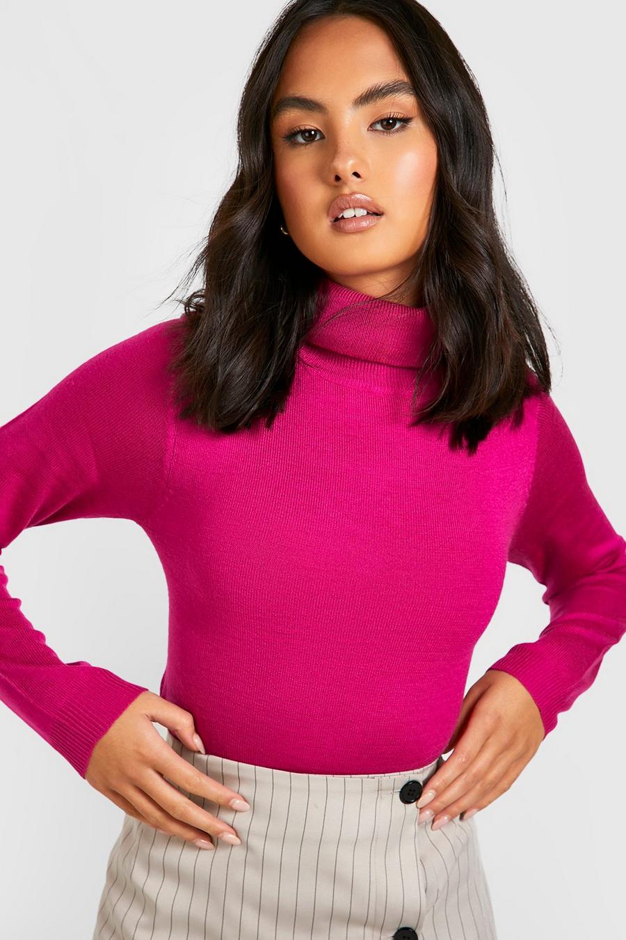 Hot pink Bright Turtleneck Sweater