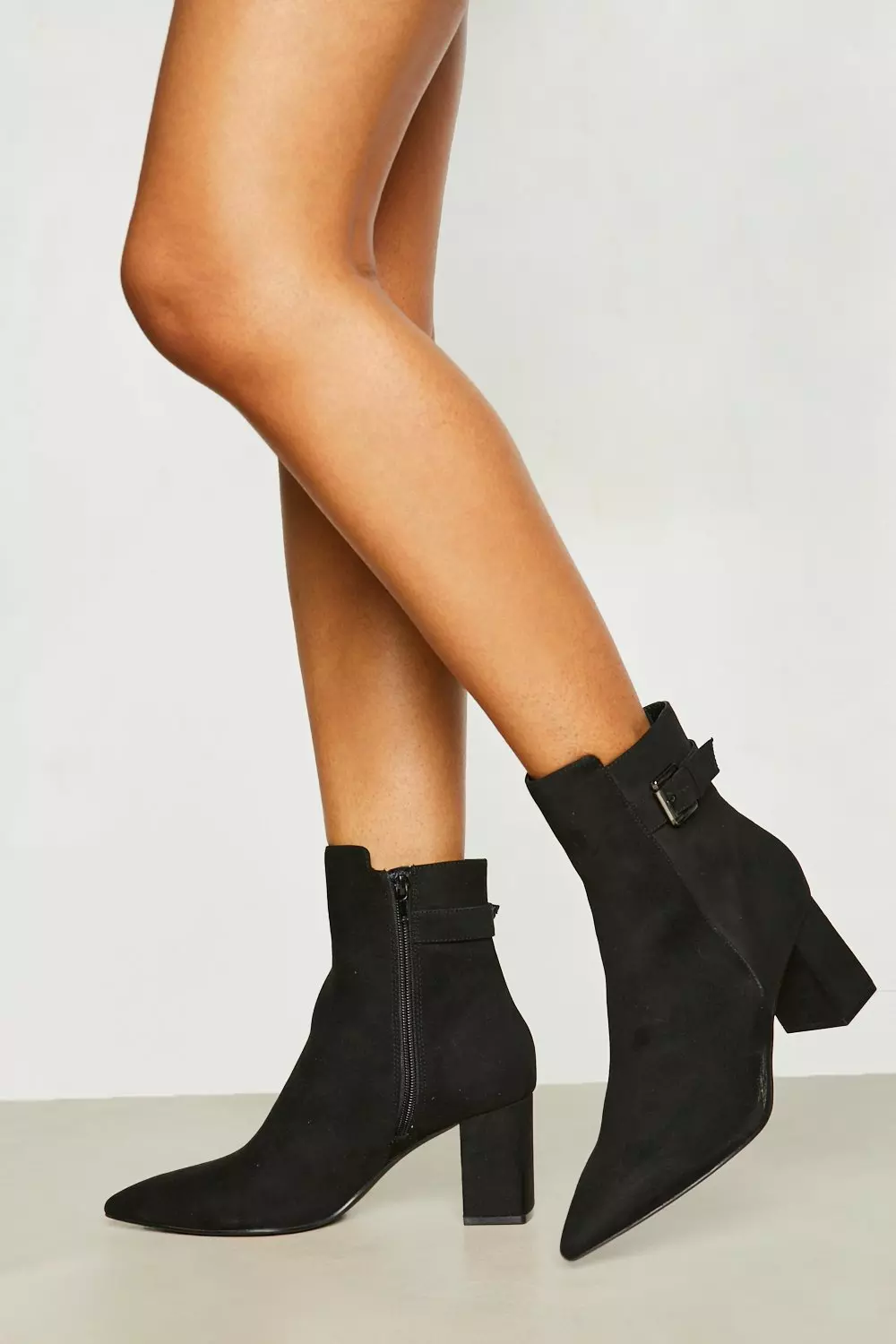 Pointed toe buckle boots hot sale