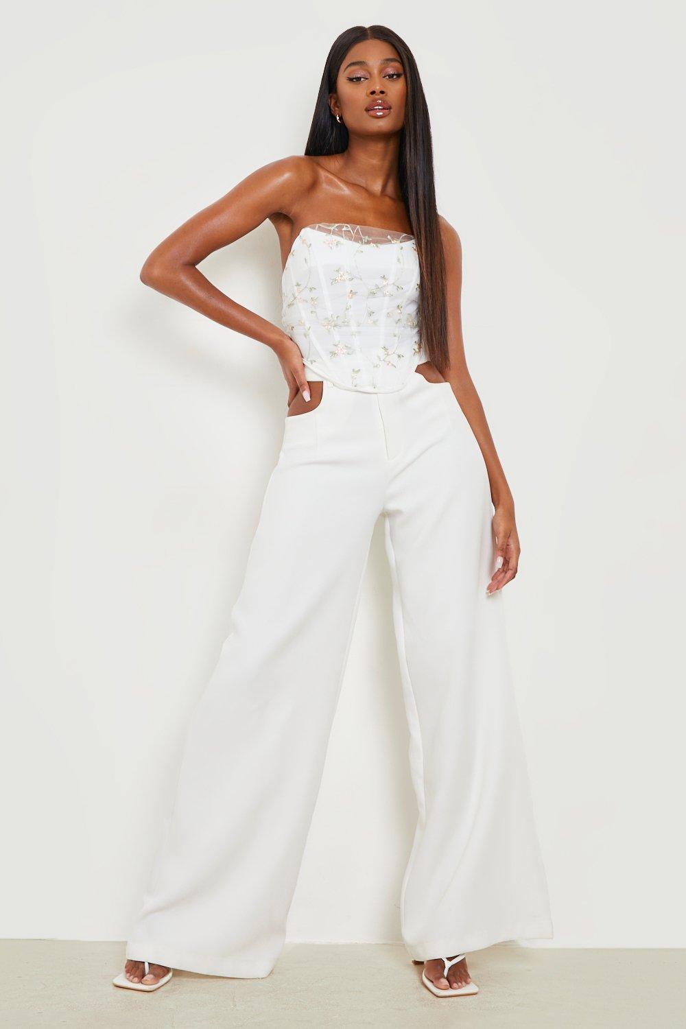 Stradivarius tailored corset top in white