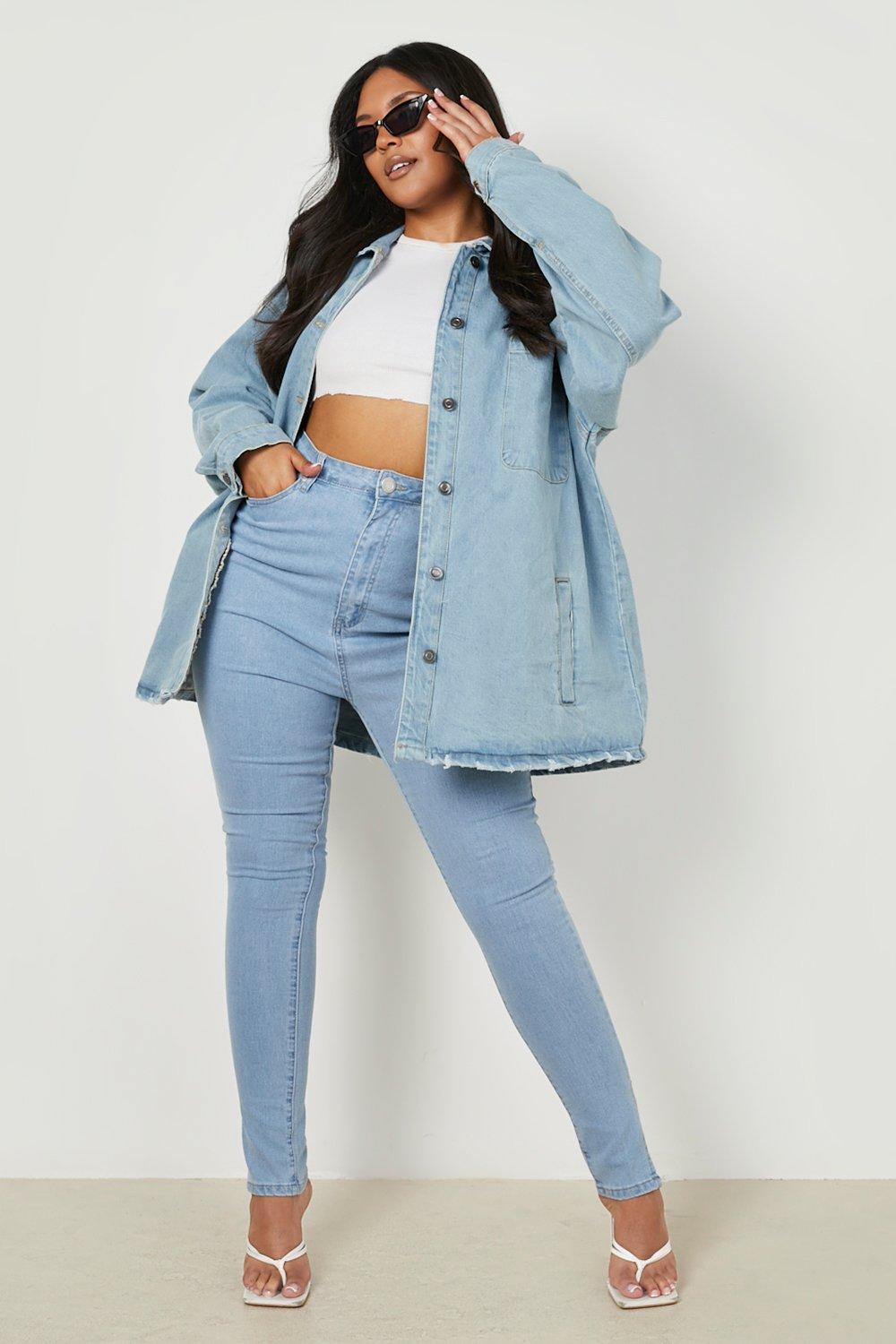 Plus Longline Denim Shacket