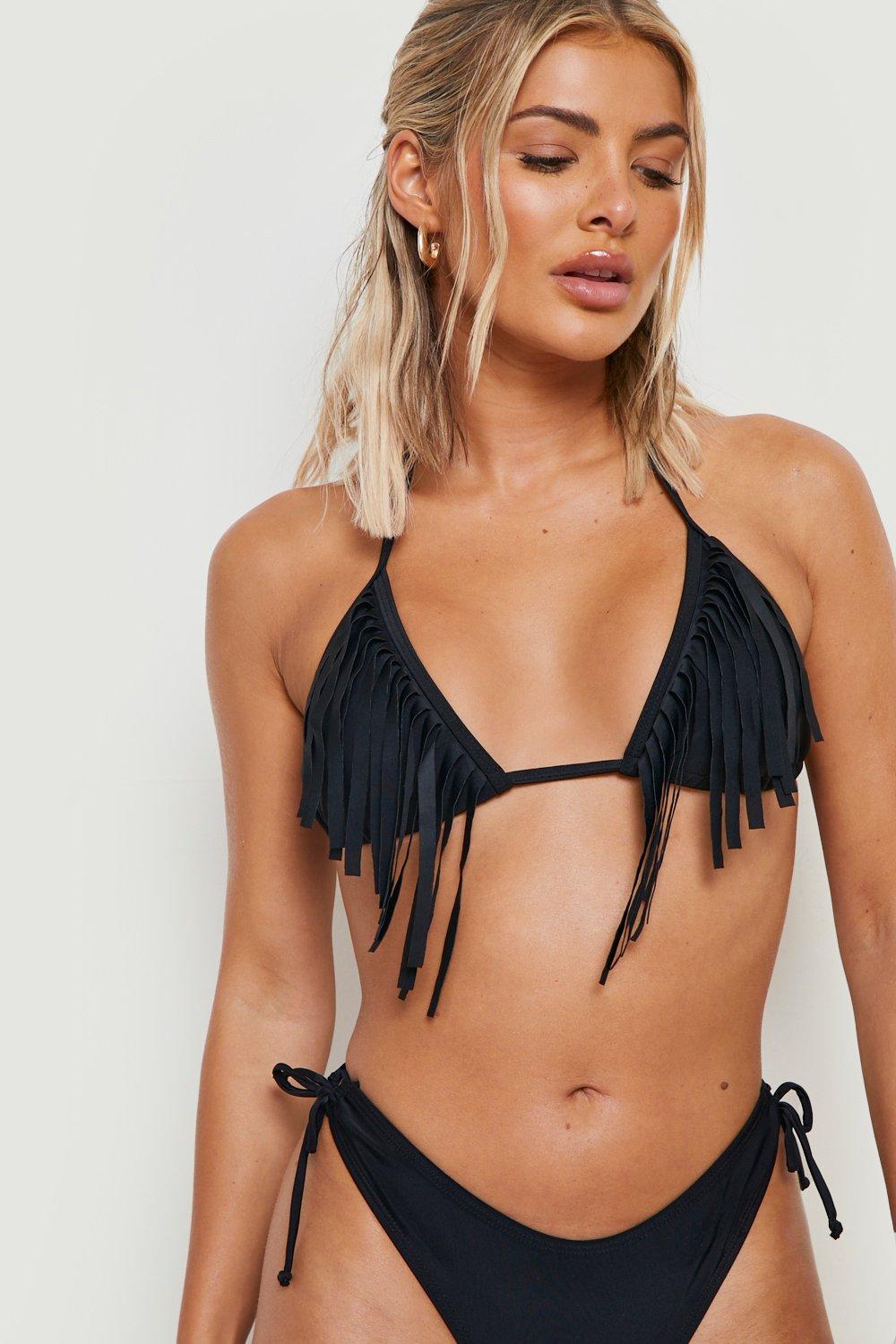 Long fringe cheap bikini top