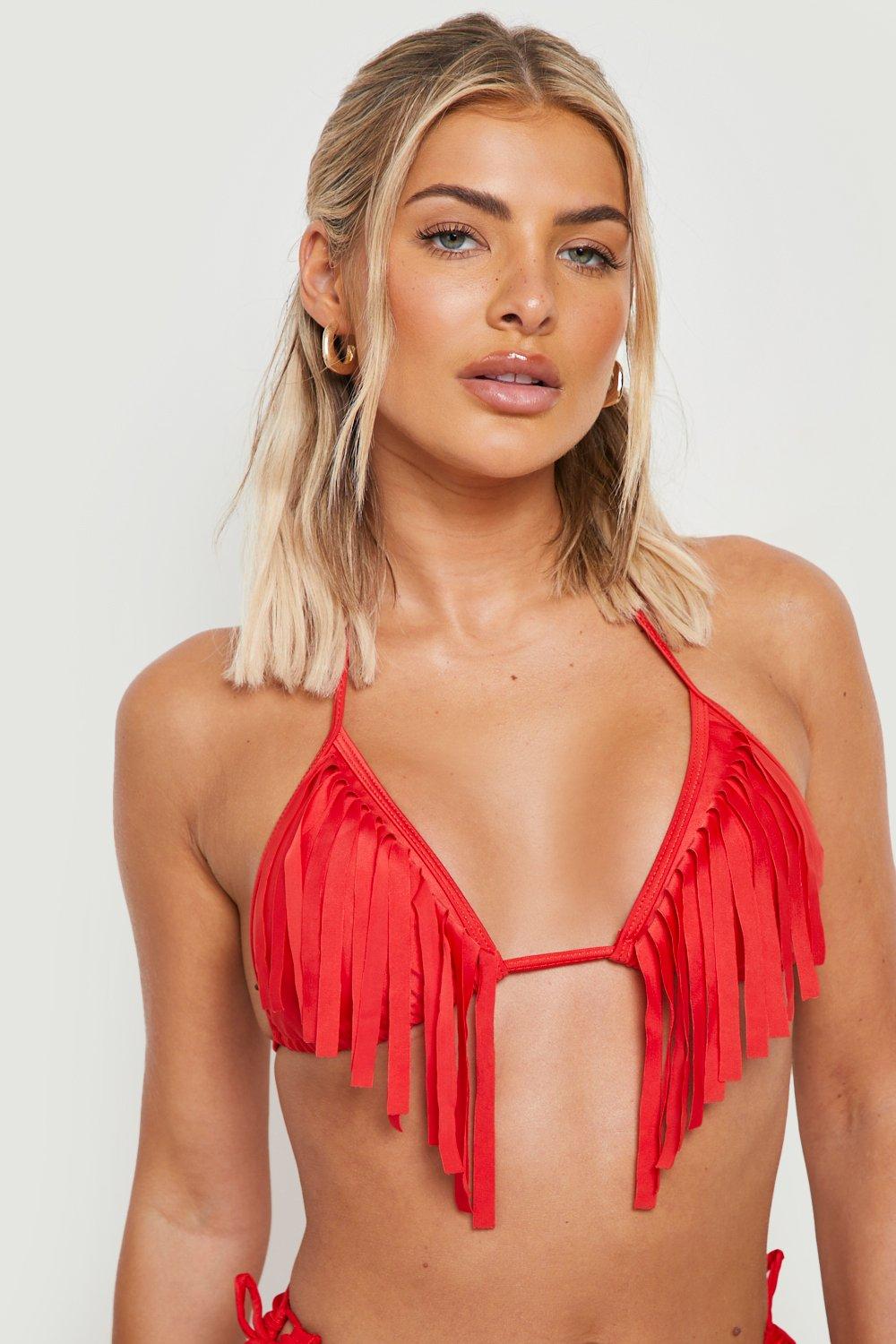 Long fringe cheap bikini top