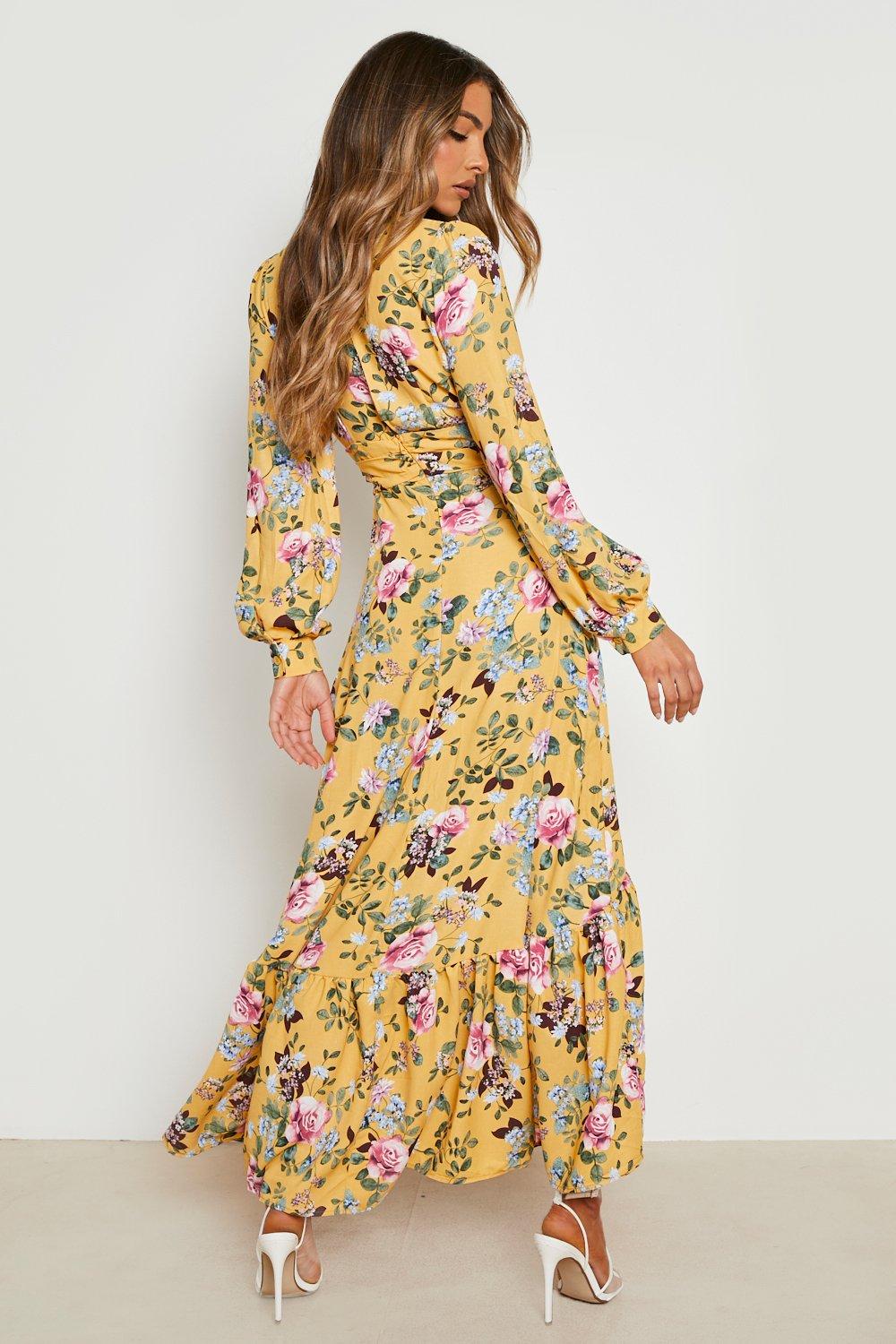 Boohoo yellow best sale floral dress