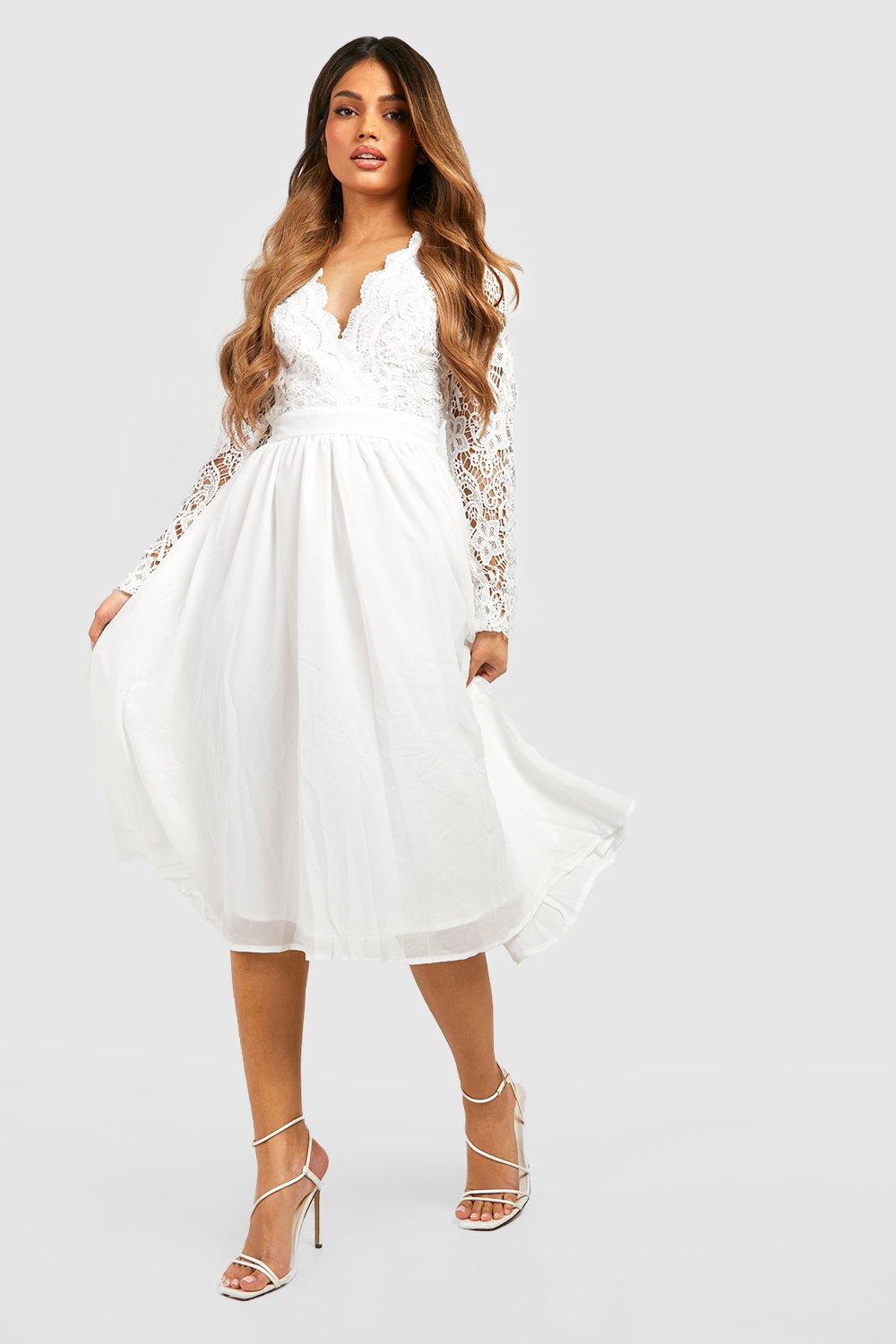 Lace Open Back Midi Skater Dress