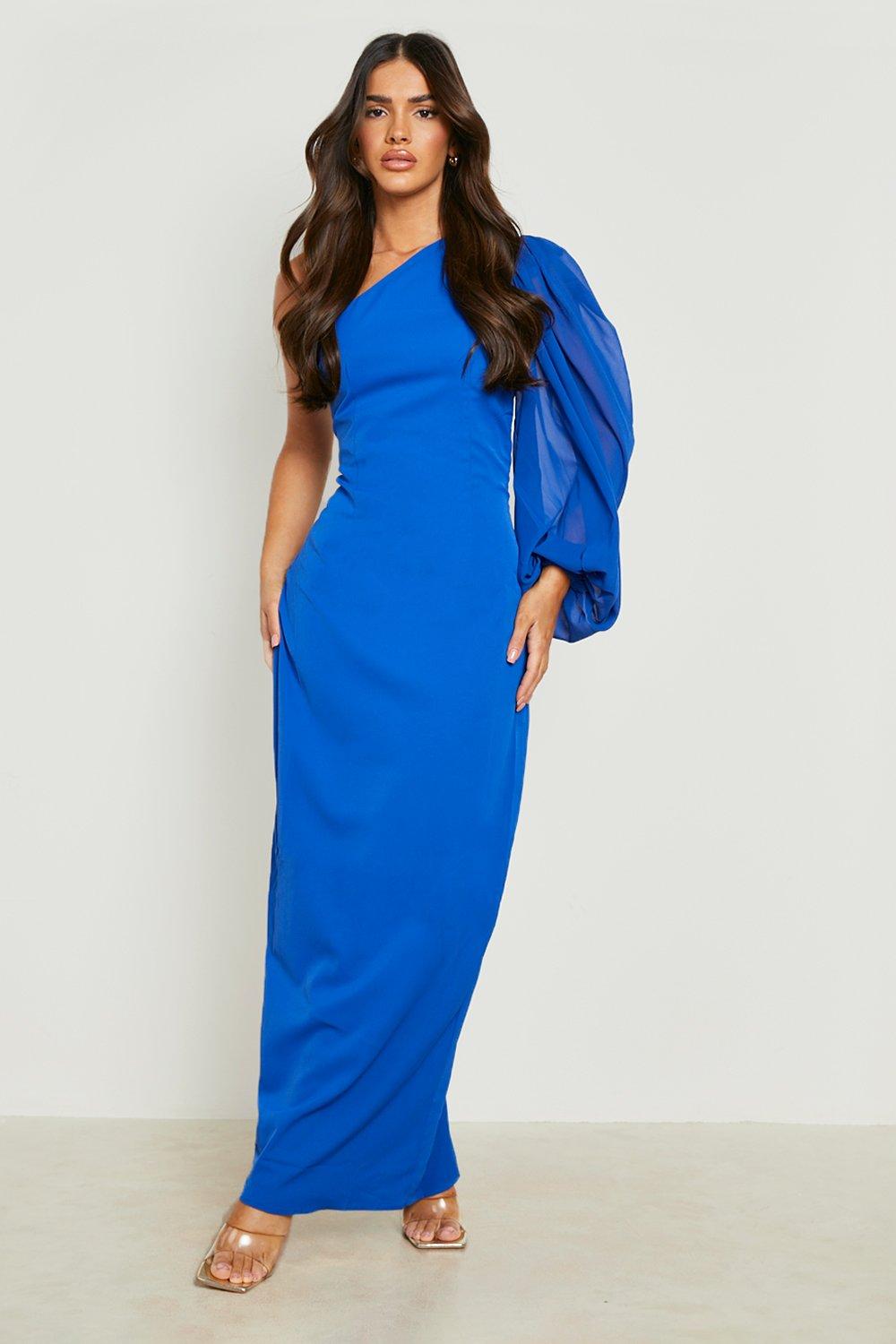 Cobalt blue chiffon sales dress