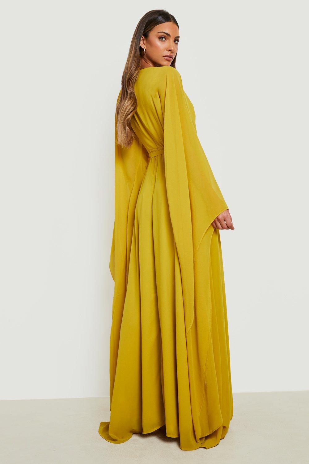 Maxi dress hot sale with cape sleeves