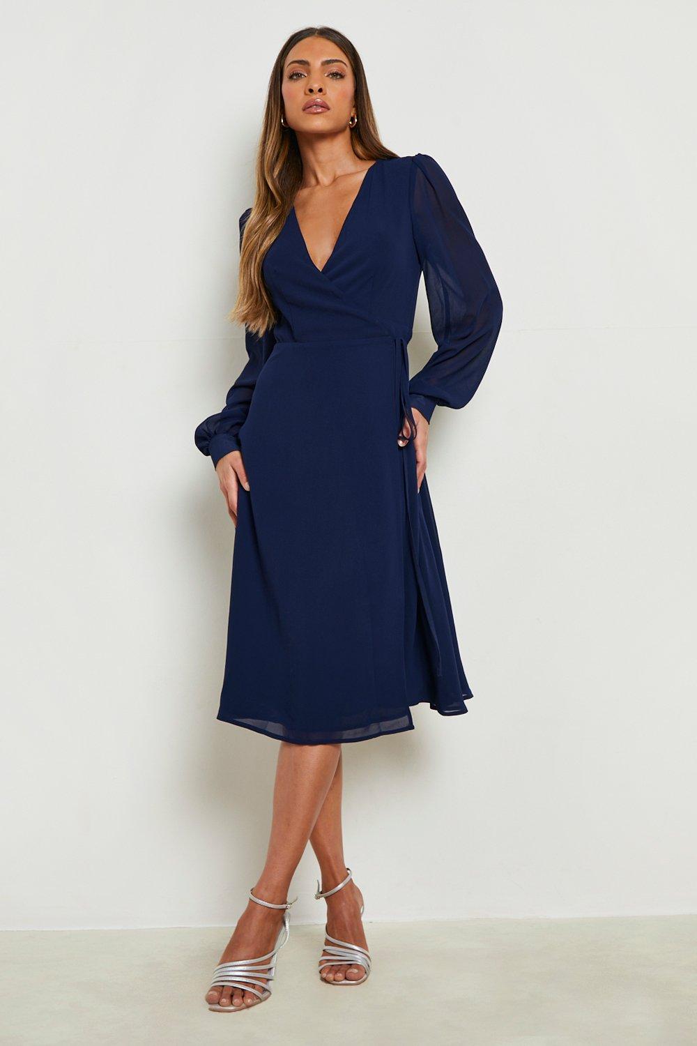 Navy chiffon fashion wrap