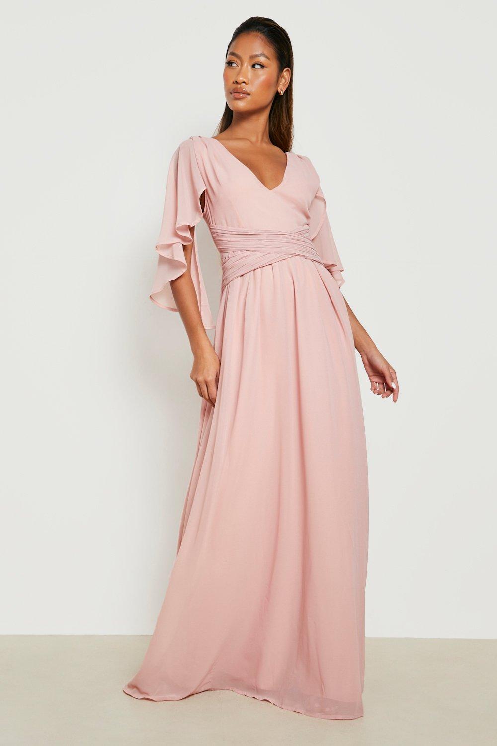 Pink chiffon bridesmaid on sale dresses