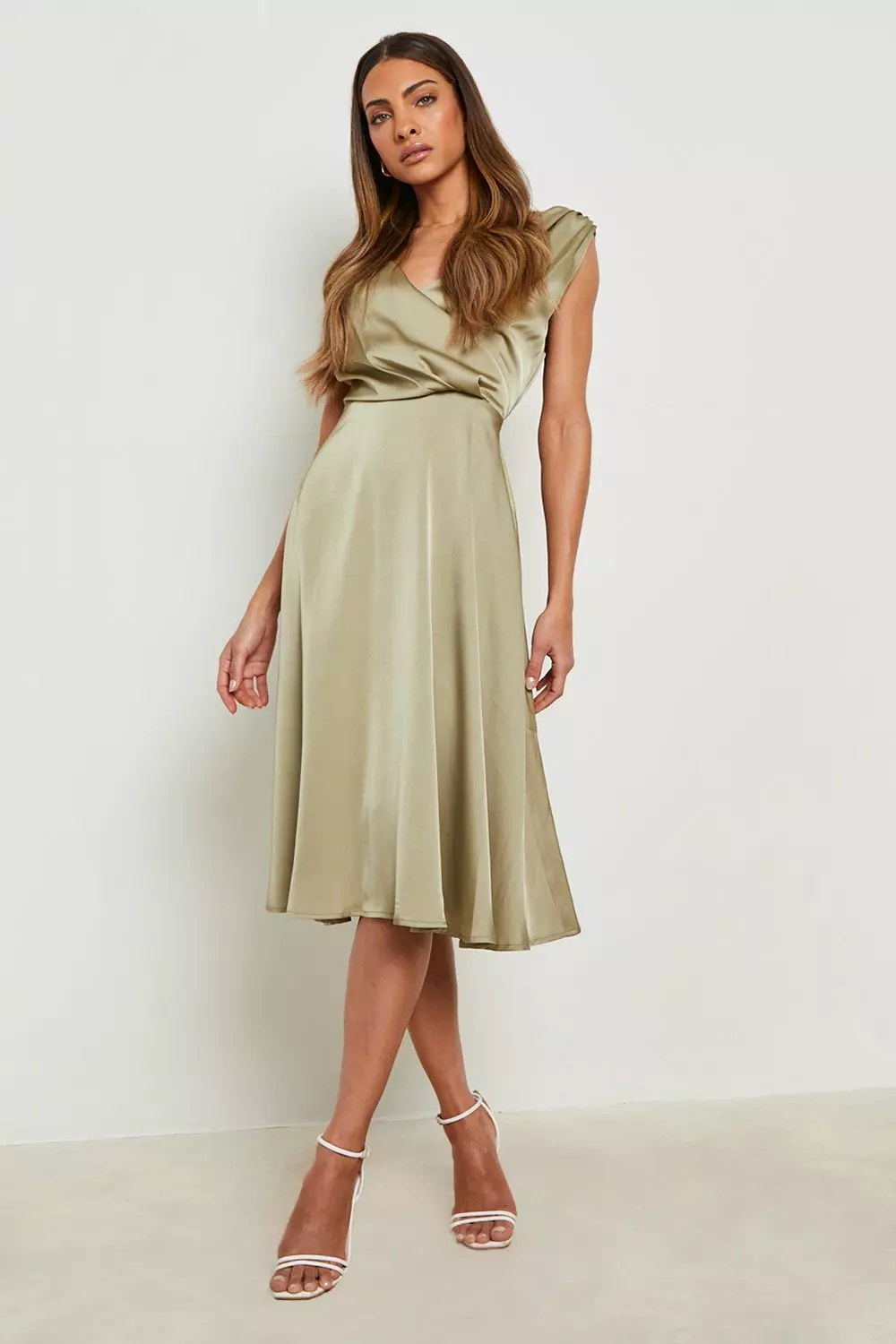 cowl neck wrap dress