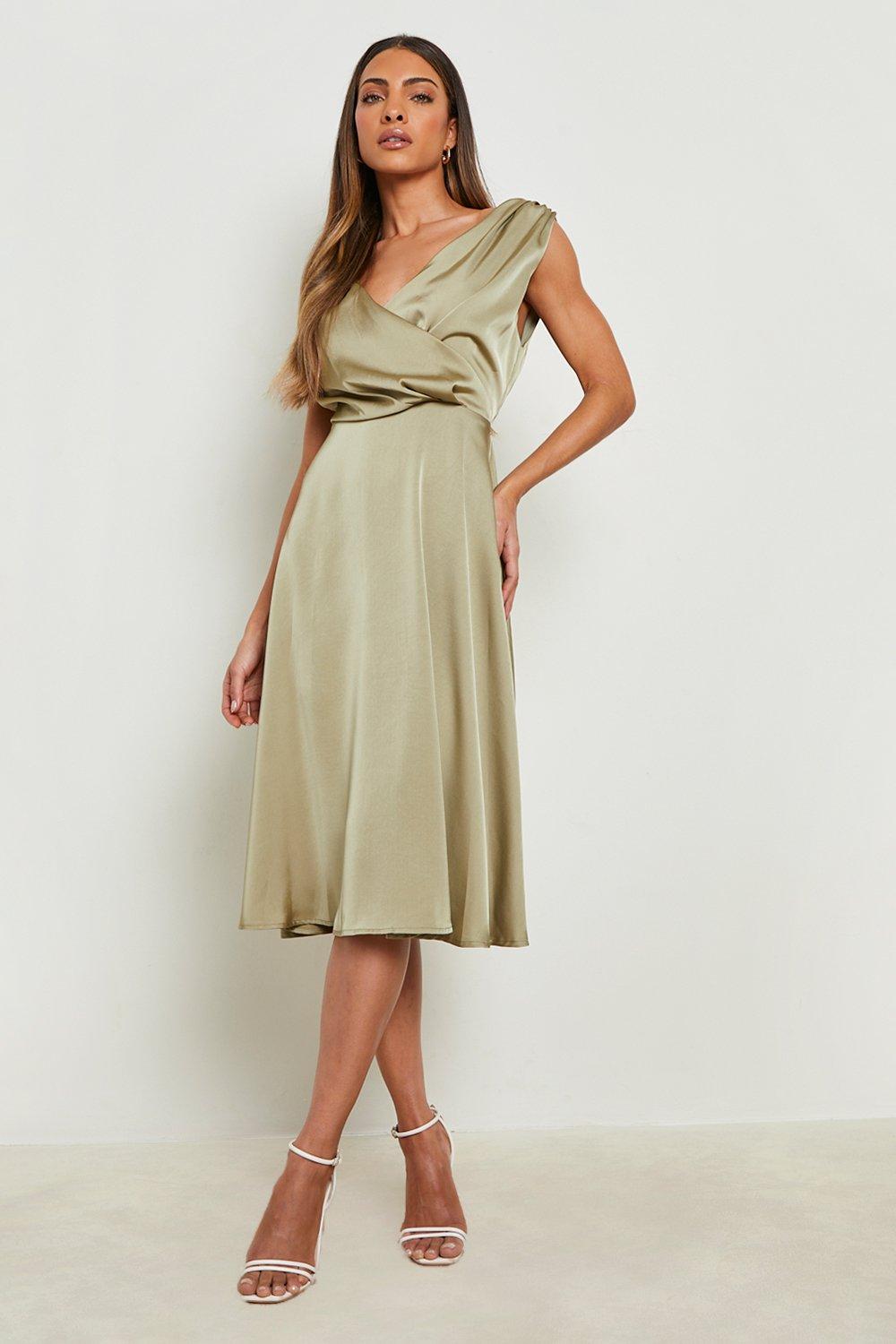 Olive green cowl hot sale neck dress