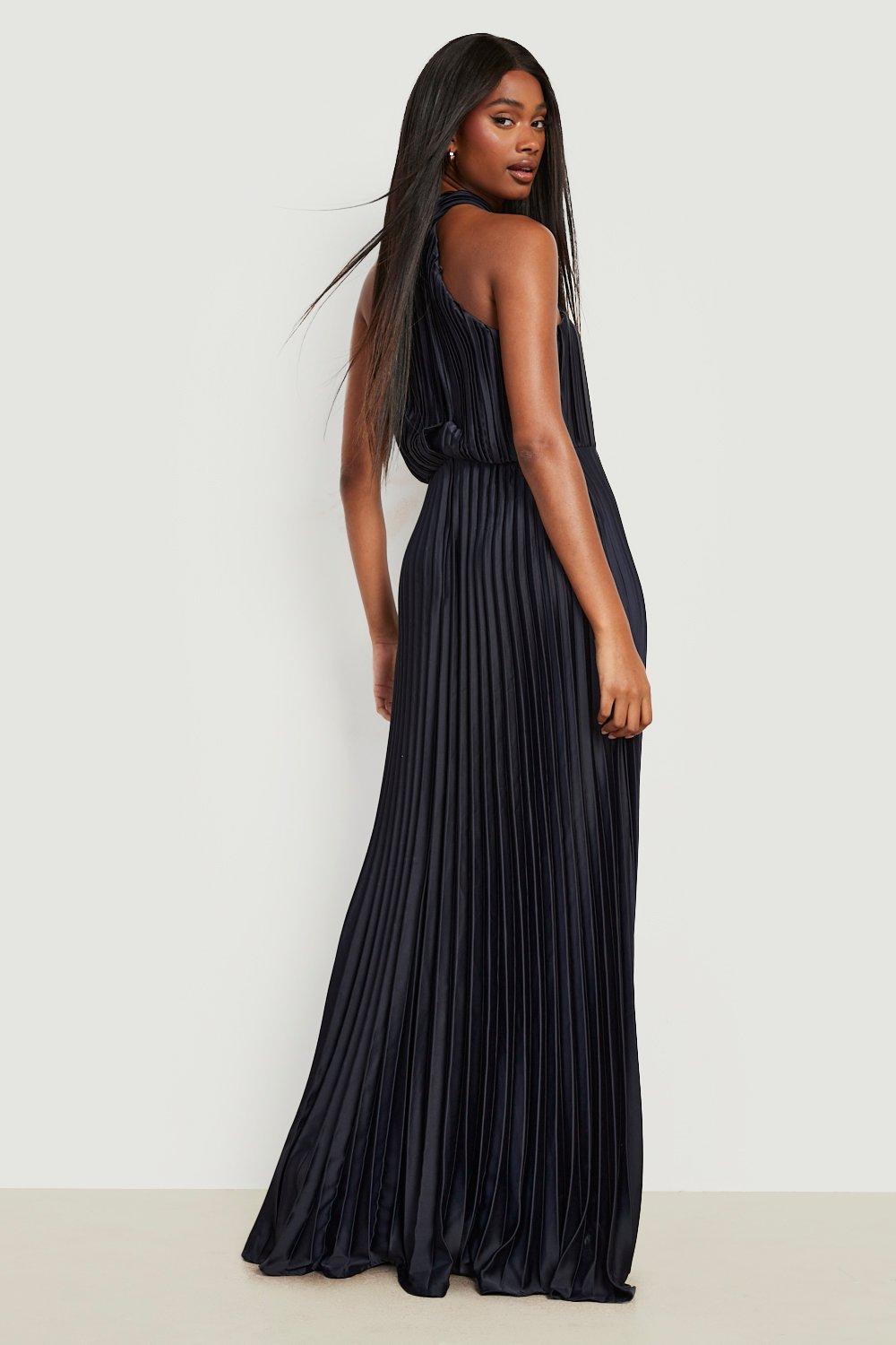 Navy pleated sale maxi dress