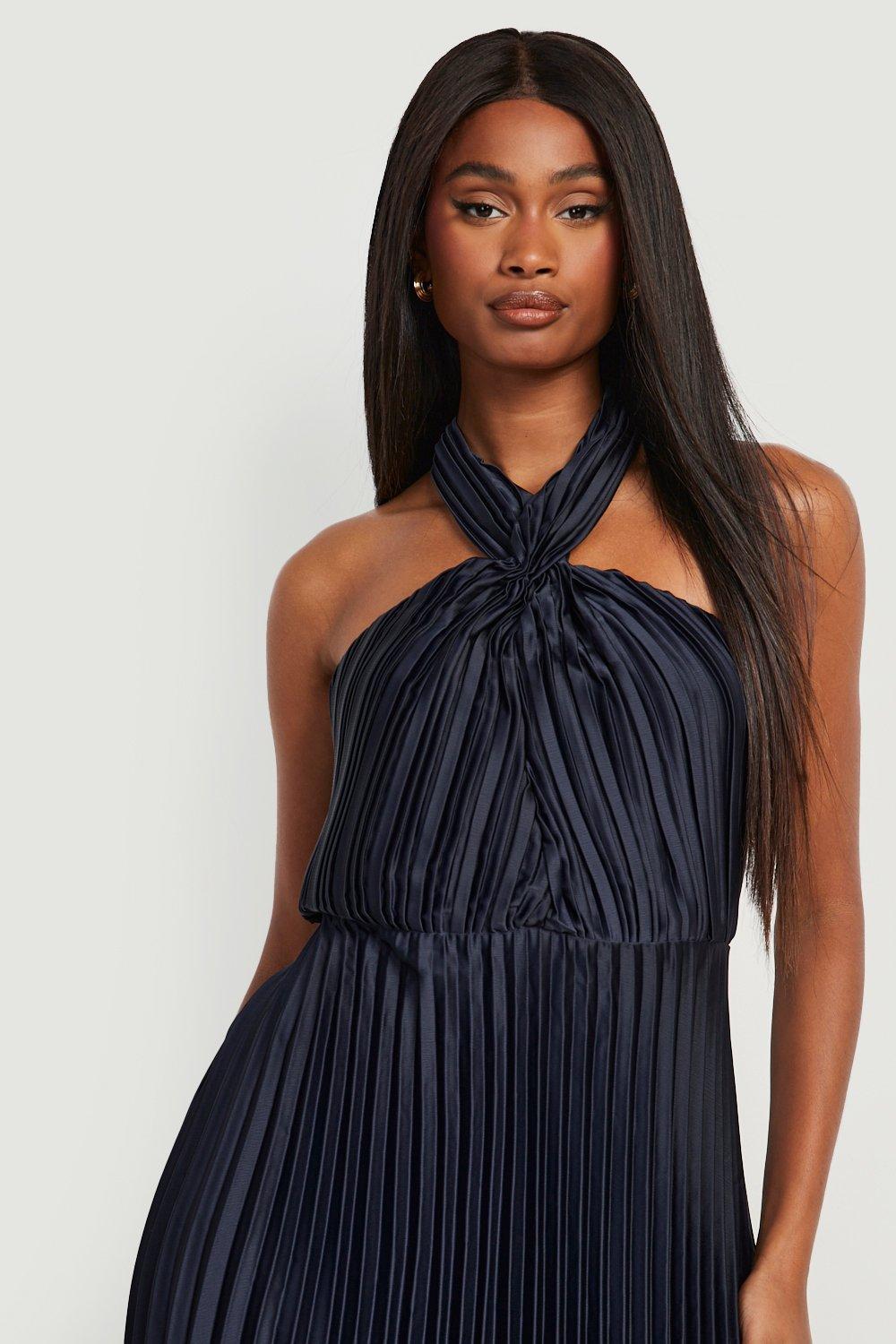 Boohoo navy hot sale dress