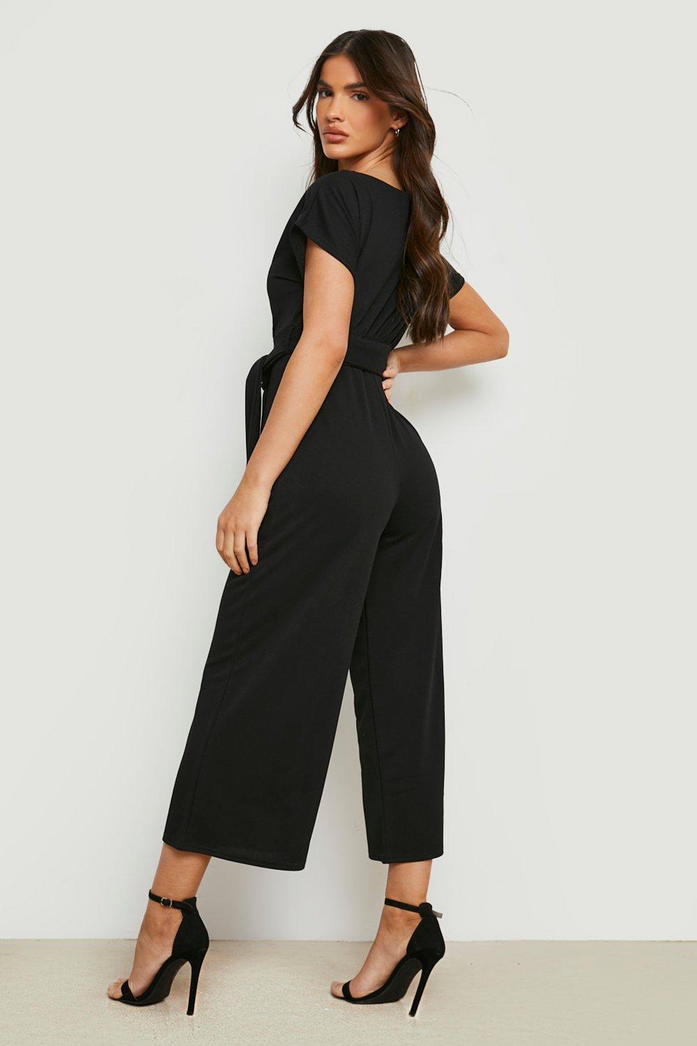 Tie Waist Culotte Jumpsuit boohoo UK