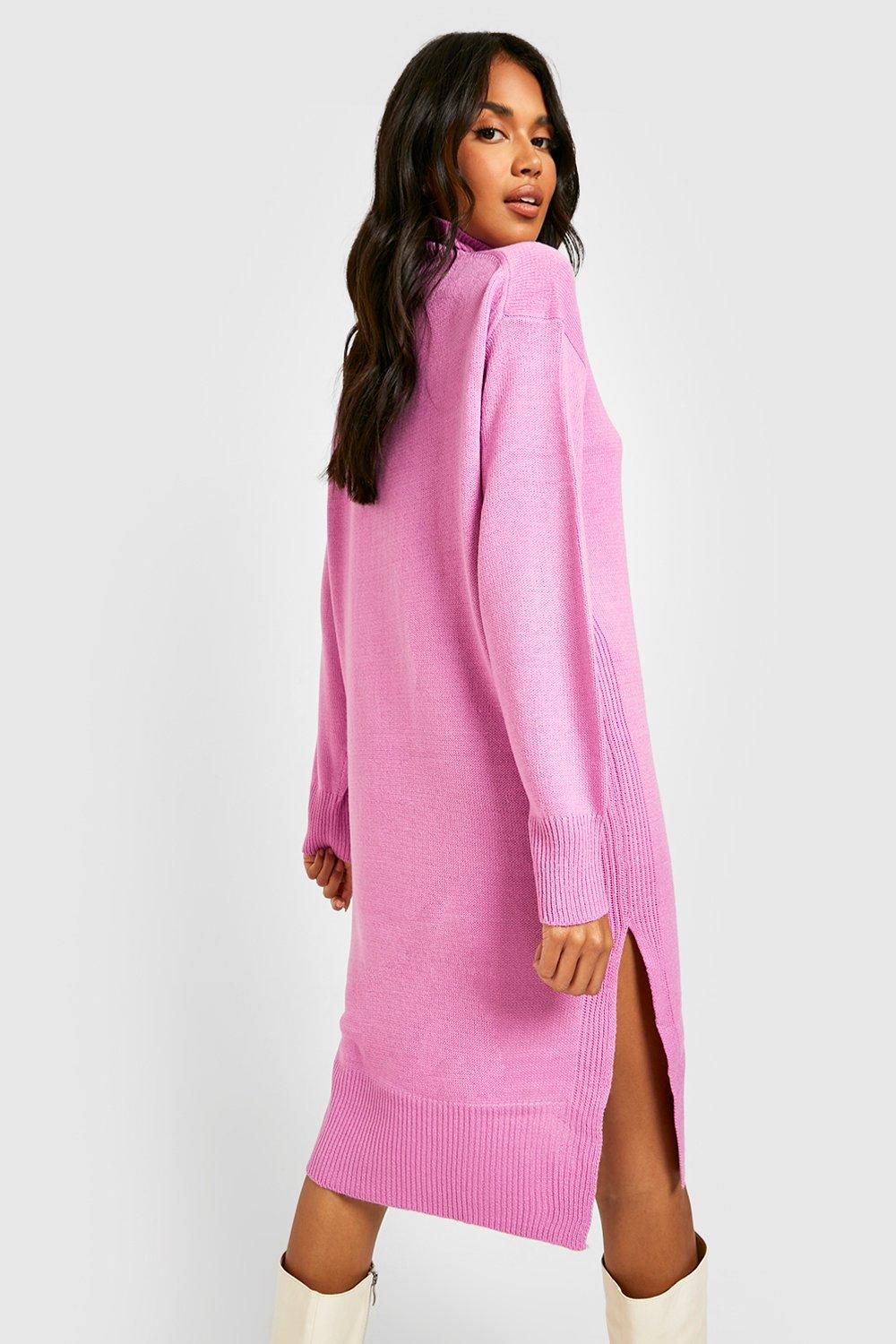 Bright Turtleneck Sweater Dress boohoo