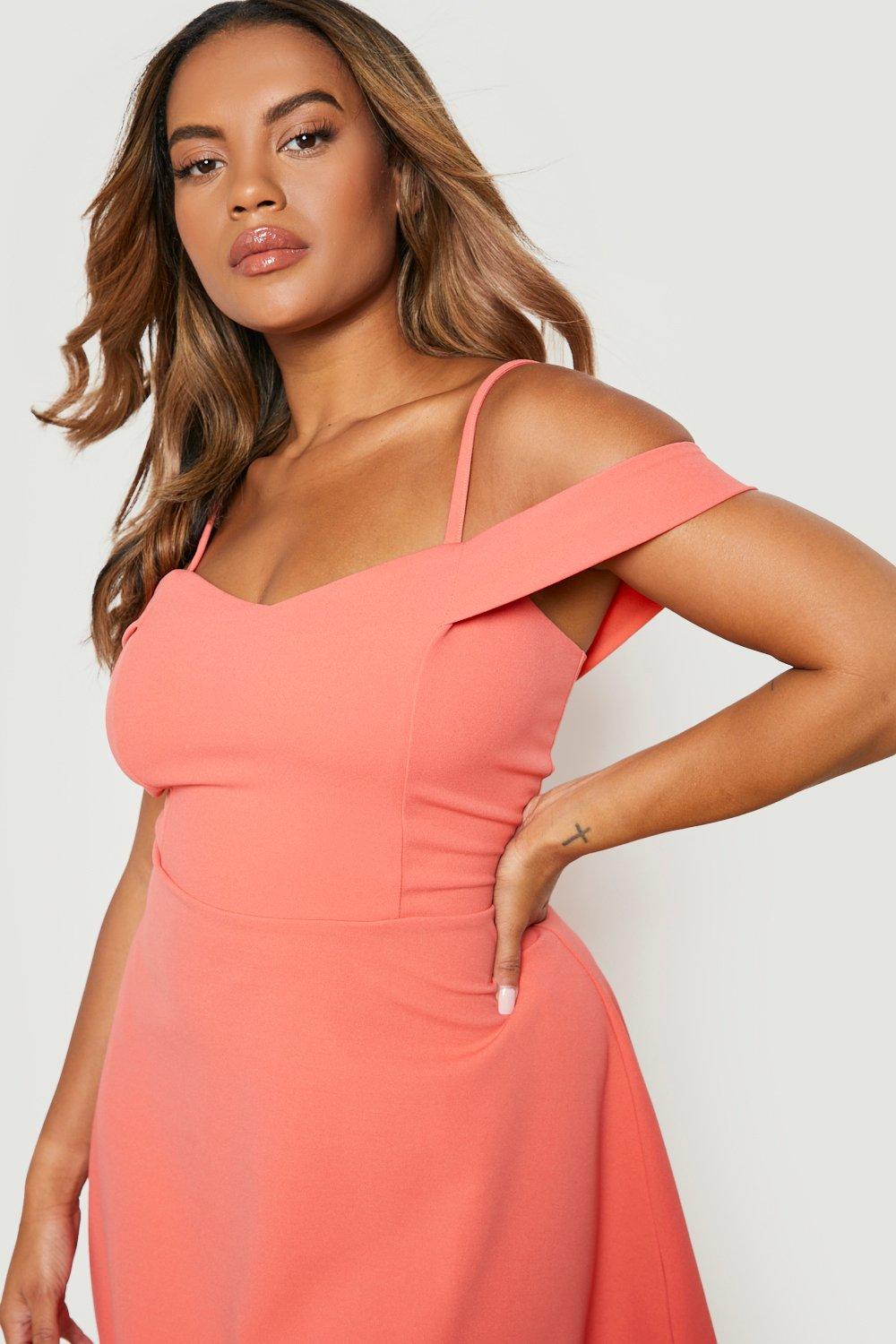 Boohoo shop coral dress