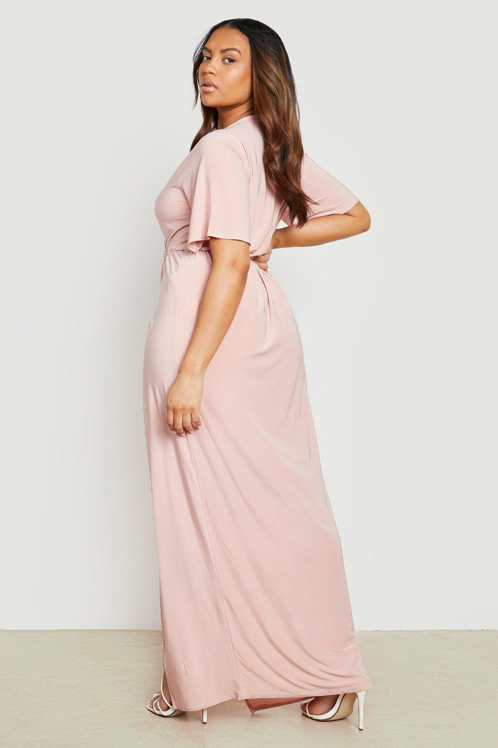 Plus Angel Sleeve Wrap Maxi Dress