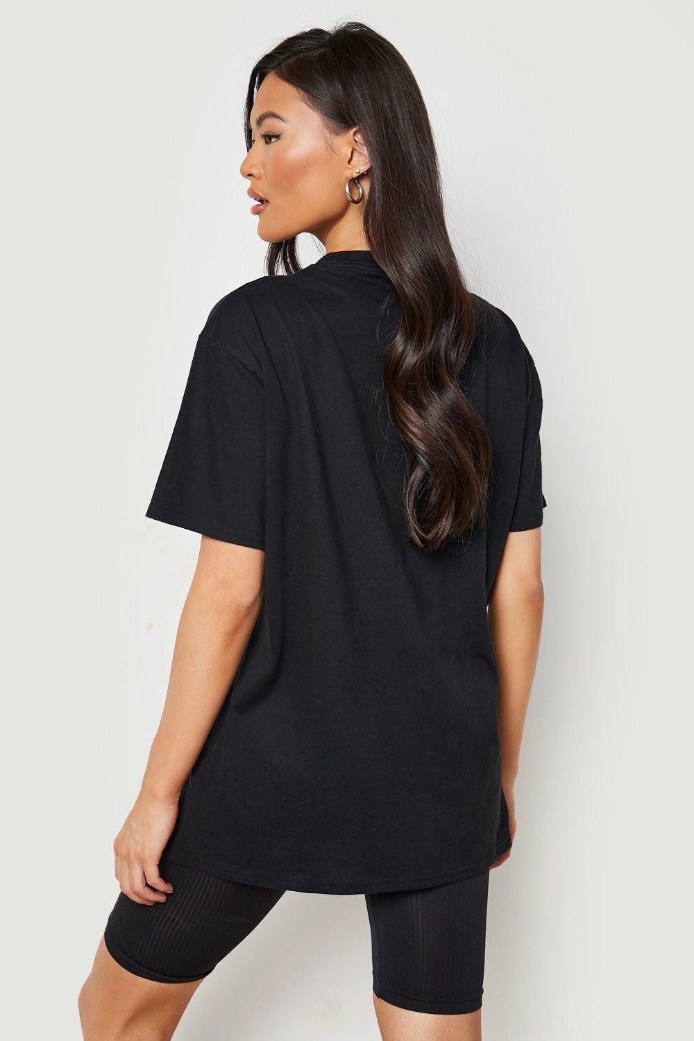 boohoo Womens Tall New York Print Oversized T-Shirt - Black M