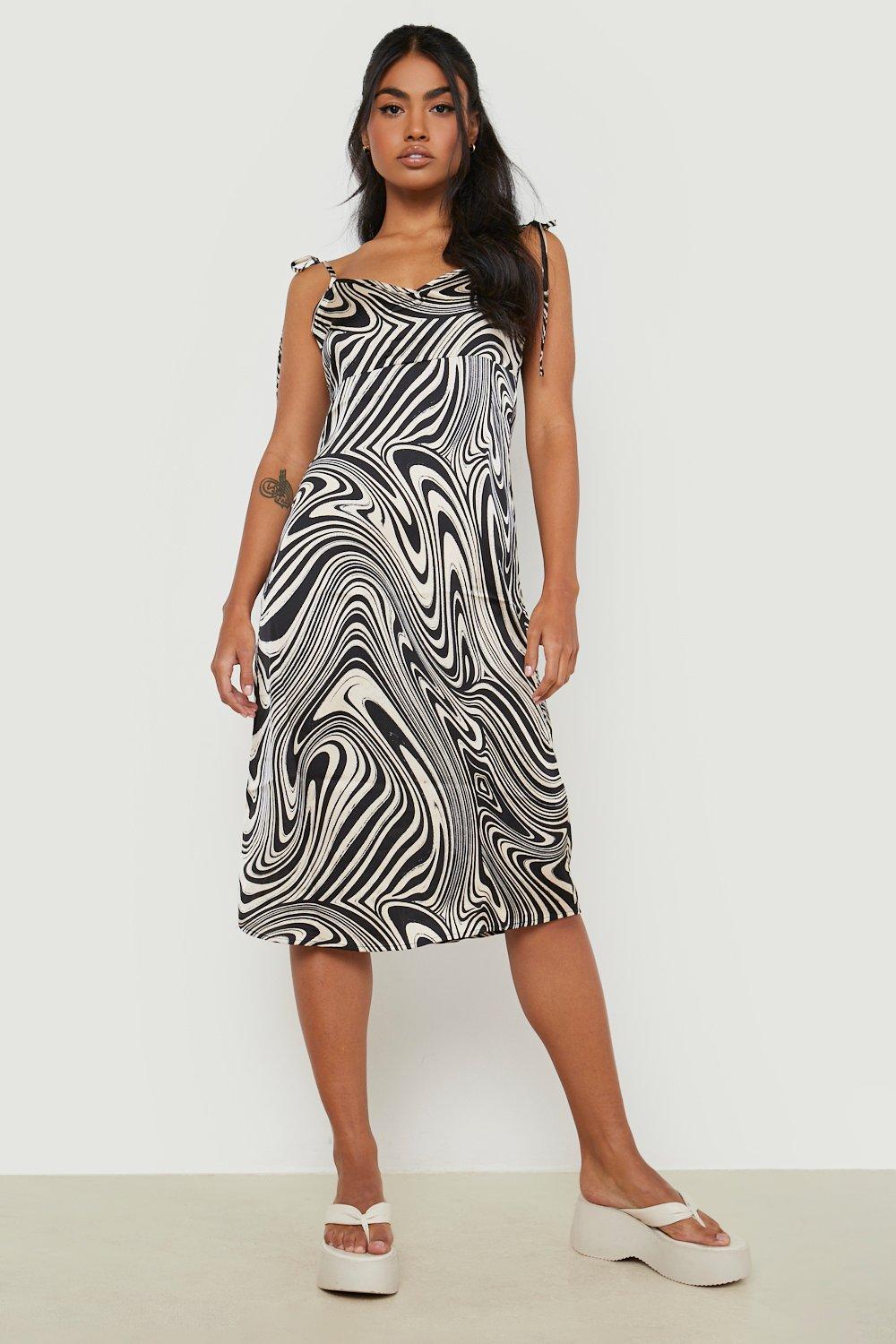 Printed midi slip clearance dress