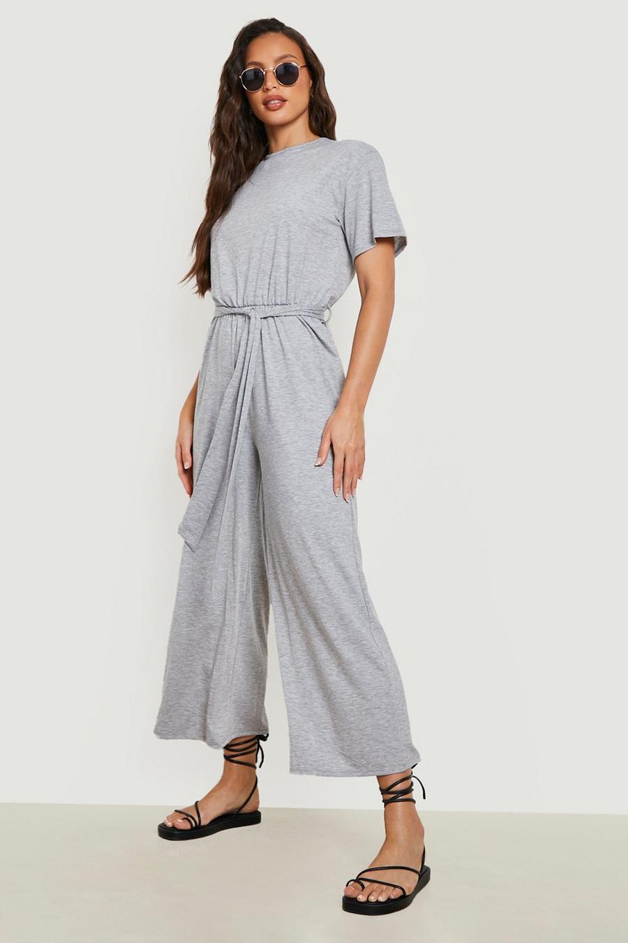 Grey marl Tall Jersey Knit Culottes Jumpsuit image number 1