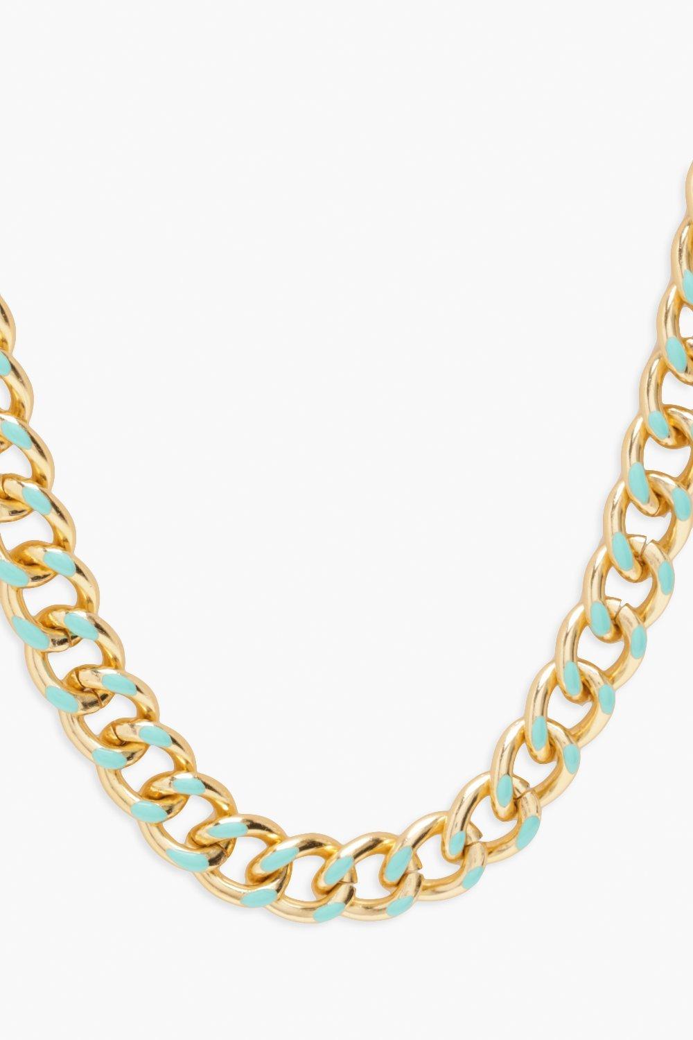 aqua chain link necklace