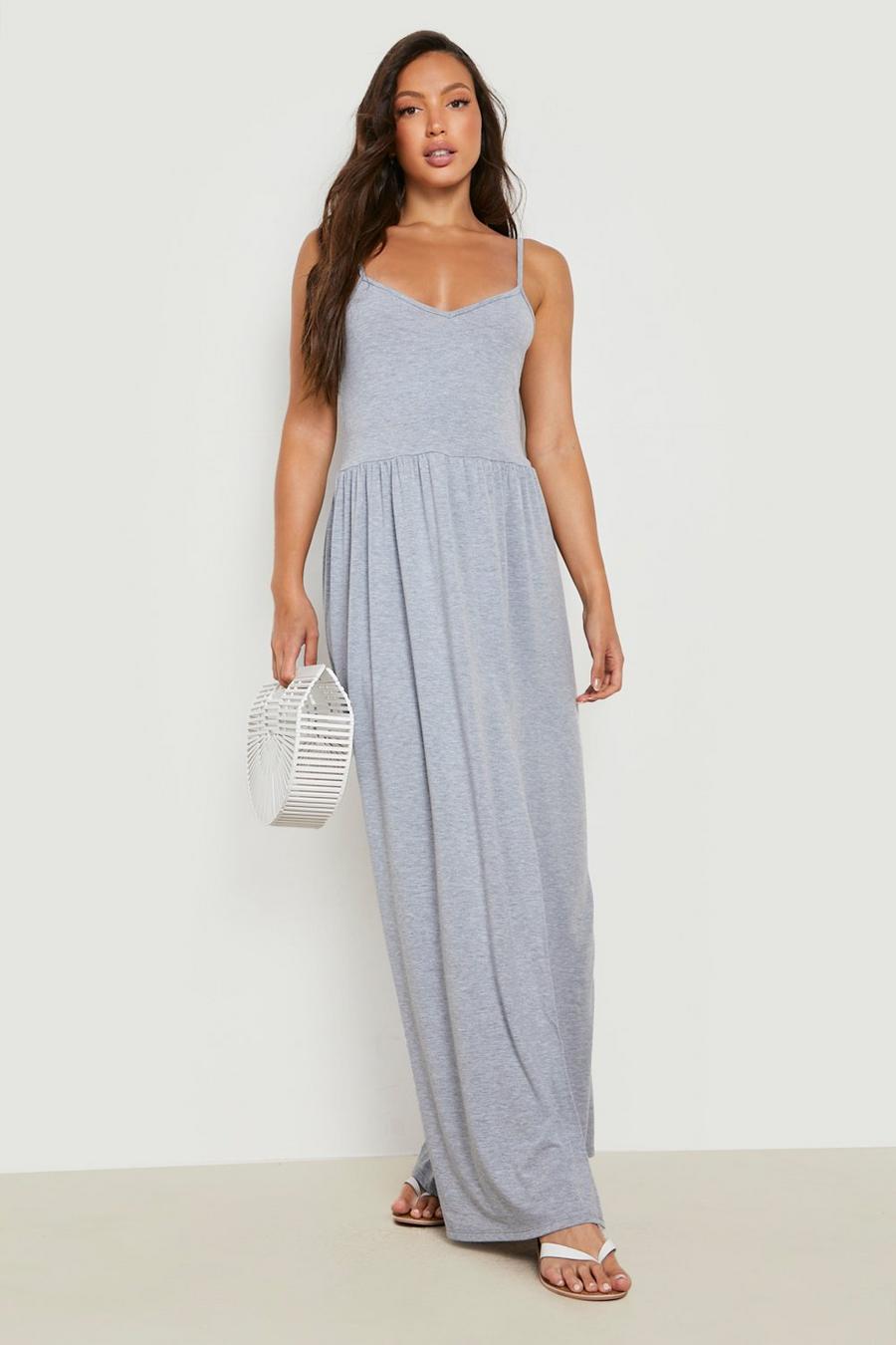 Grey Tall Slit Leg Jersey Knit Maxi Dress