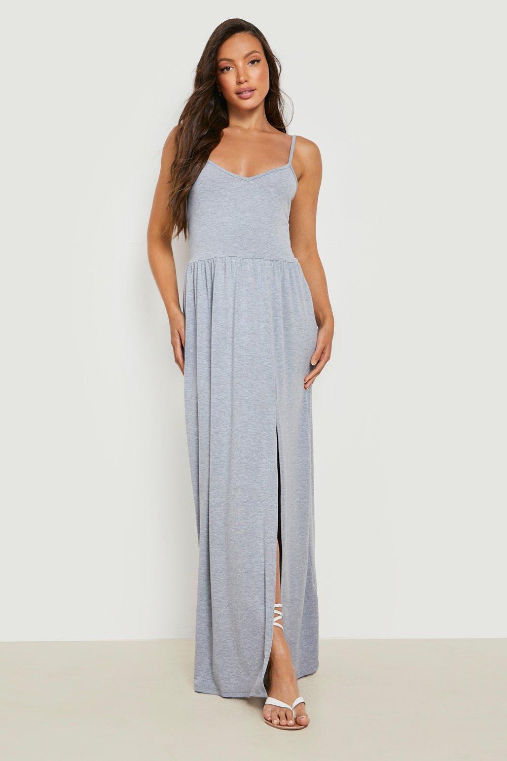 Jersey knit maxi dress with clearance sleeves