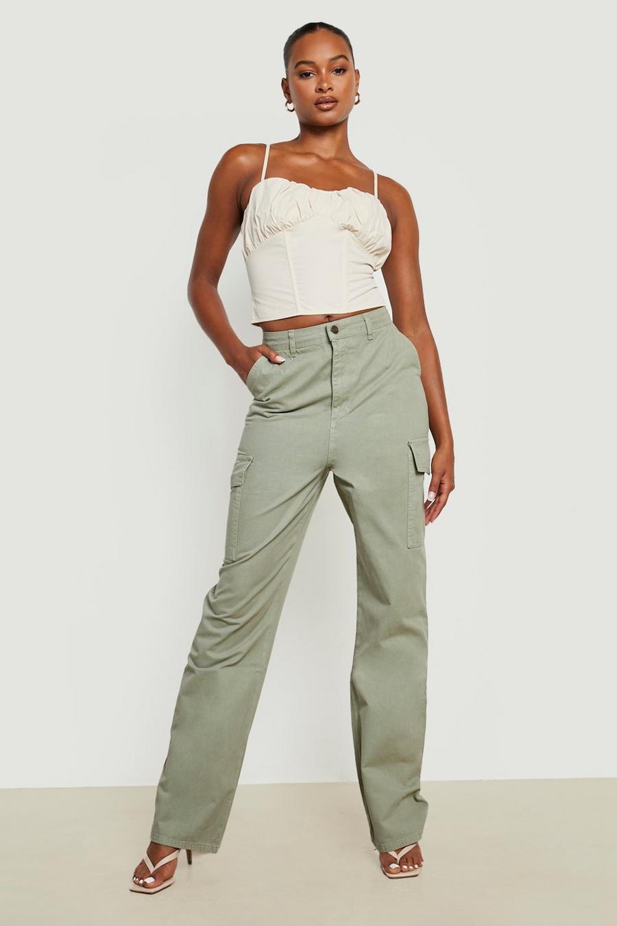 Grey gris Tall Wide Leg Cargo Pants image number 1
