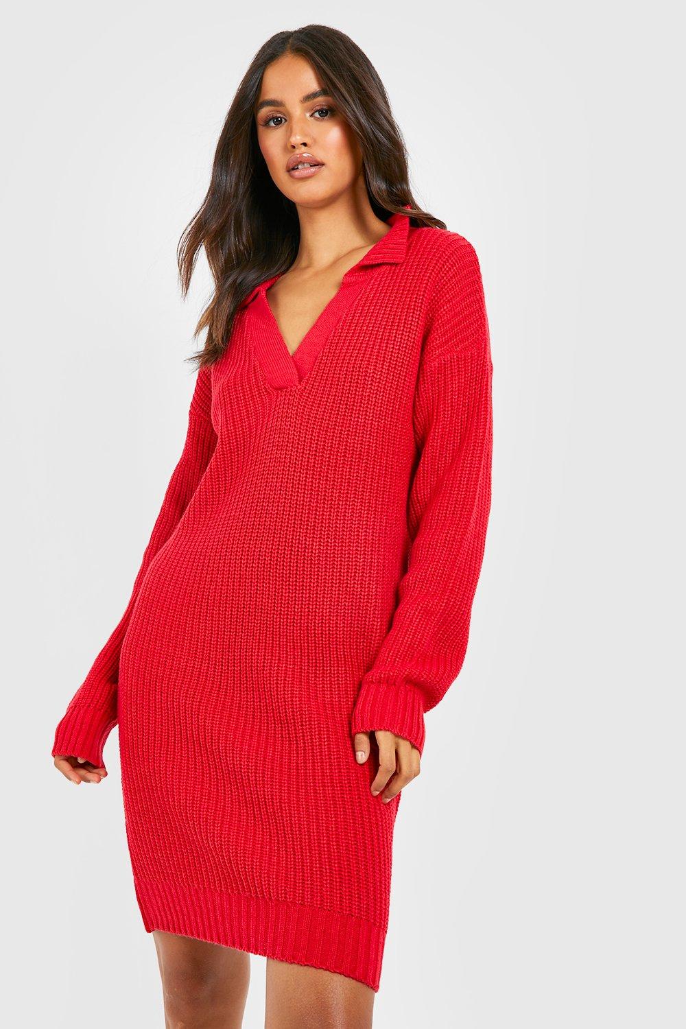 Long red 2025 jumper dress