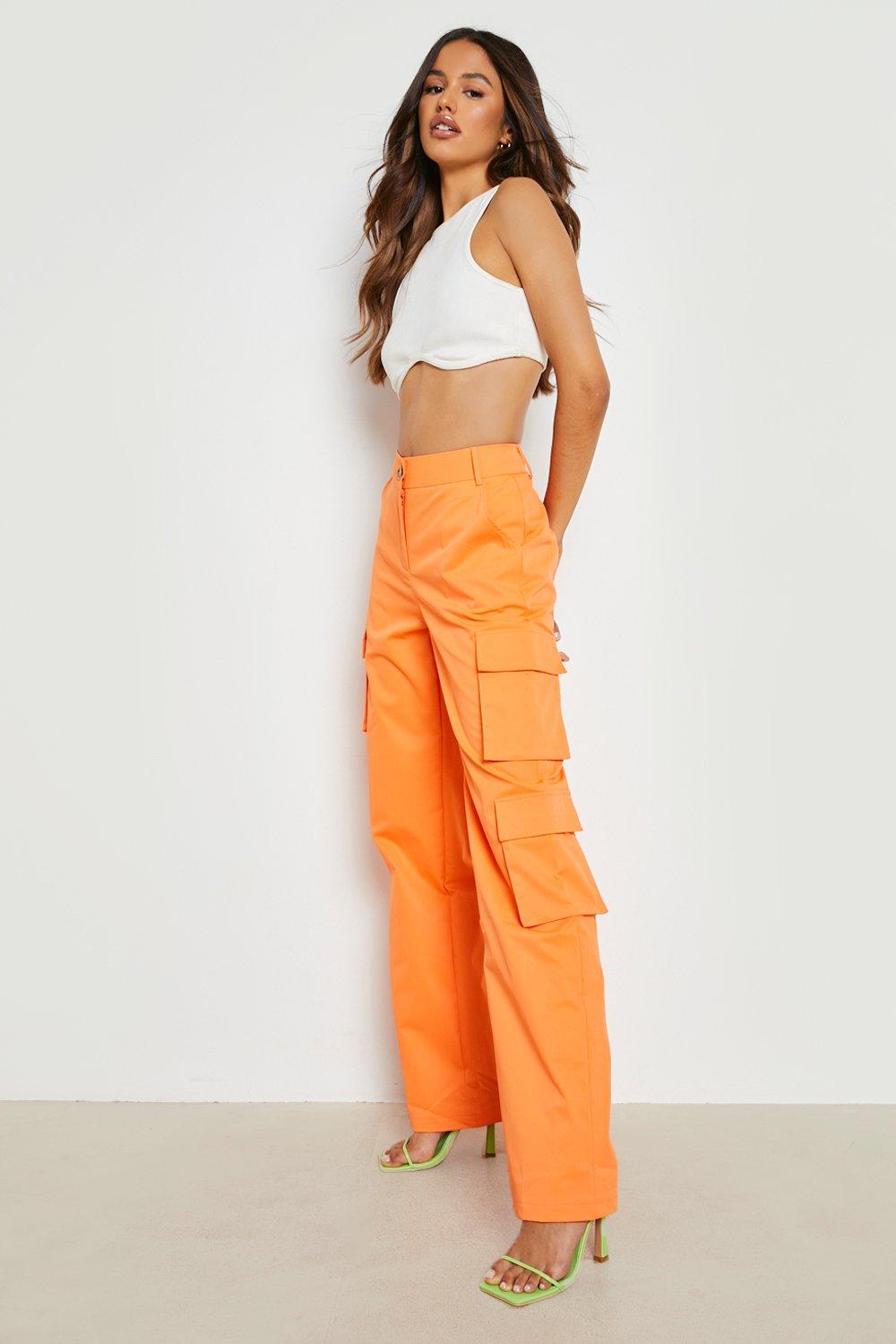 Orange womens cargo store pants