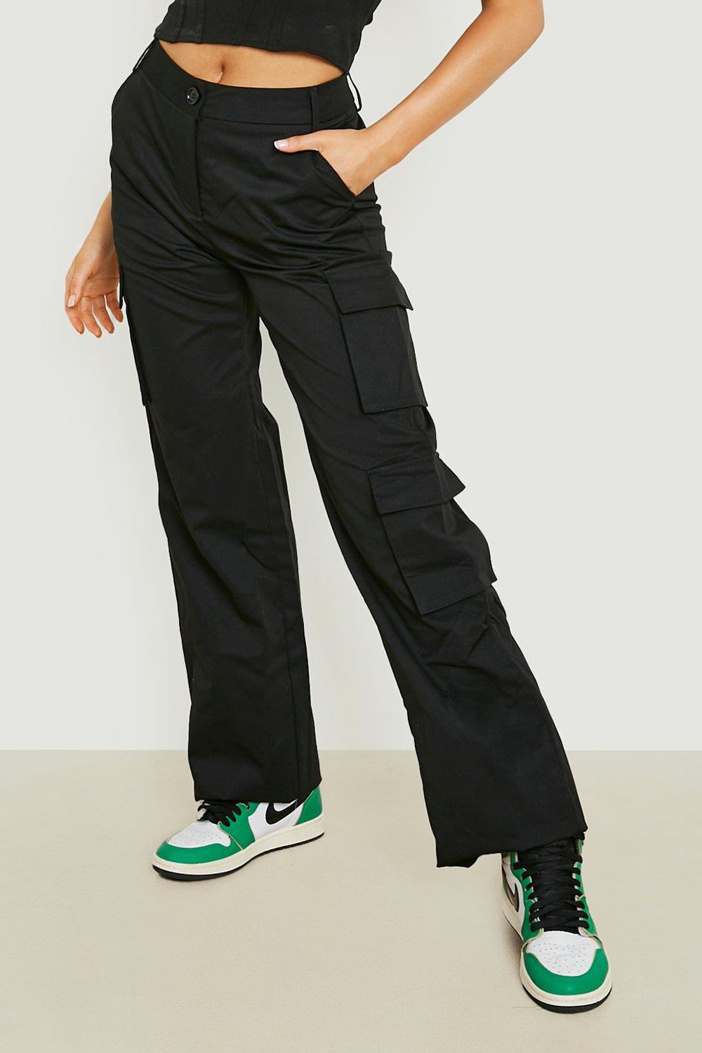 Pocket Side Twill Cargo Wide Leg Pants