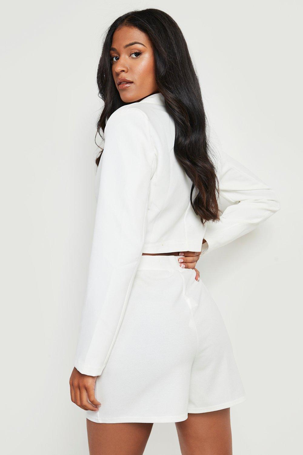 White high waisted tailored hot sale shorts