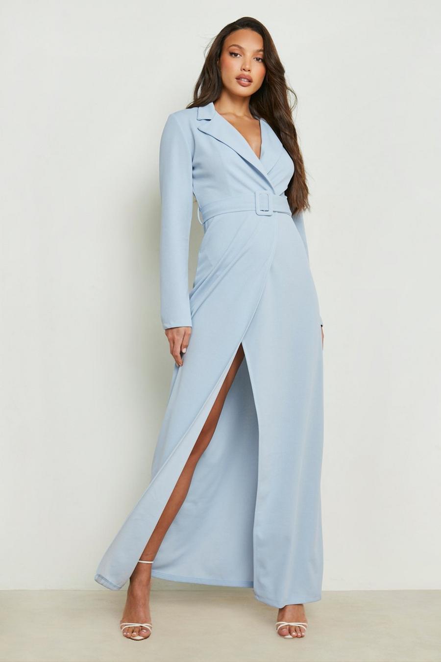 Sky blue Tall Maxi Split Leg Blazer Dress image number 1